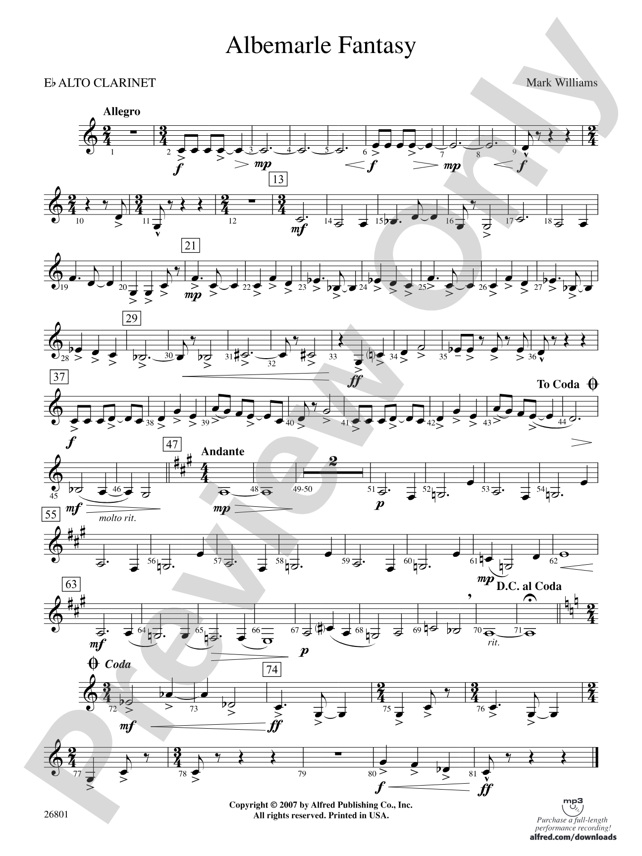 Albemarle Fantasy: E-flat Alto Clarinet