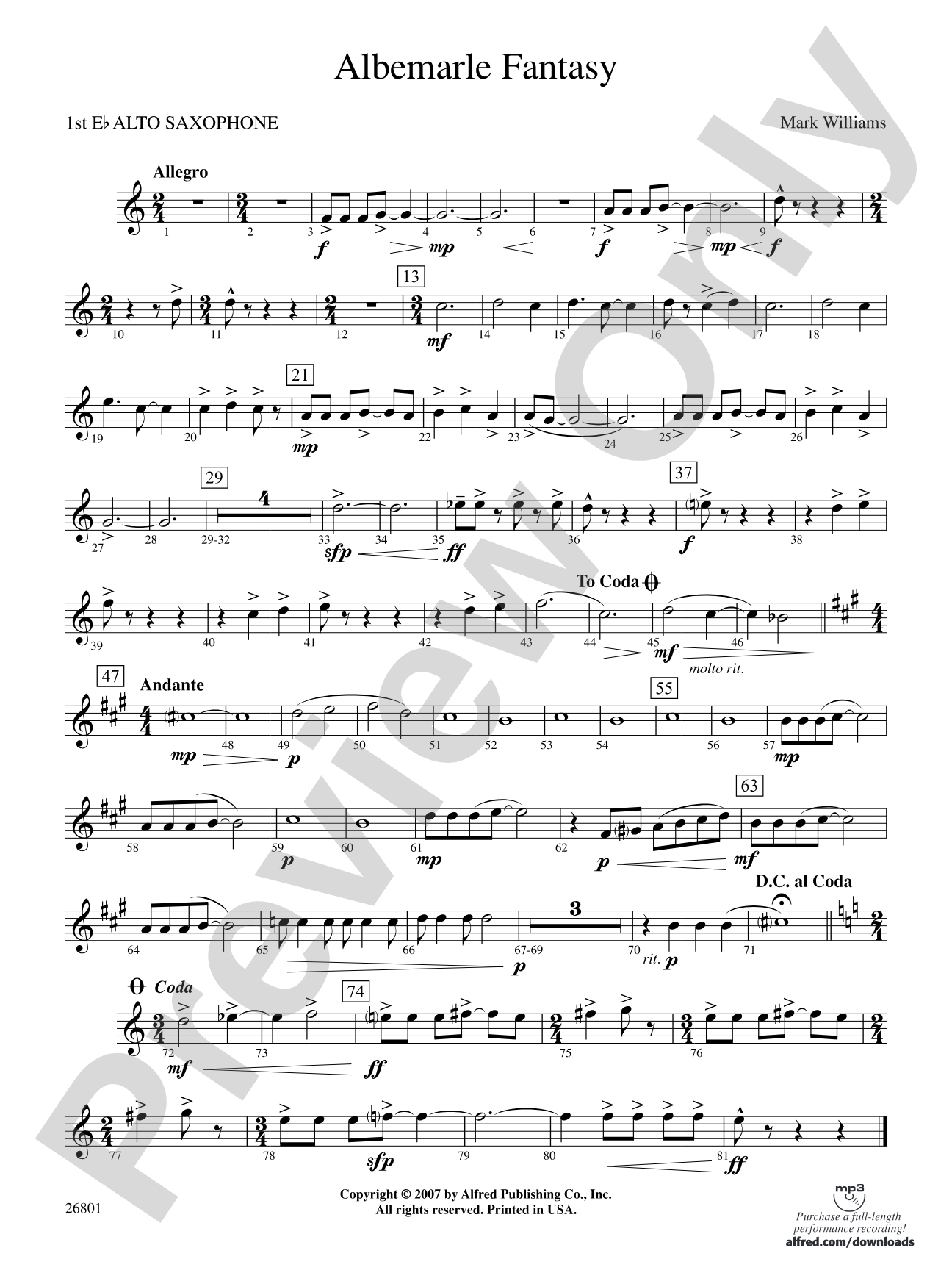Albemarle Fantasy: E-flat Alto Saxophone