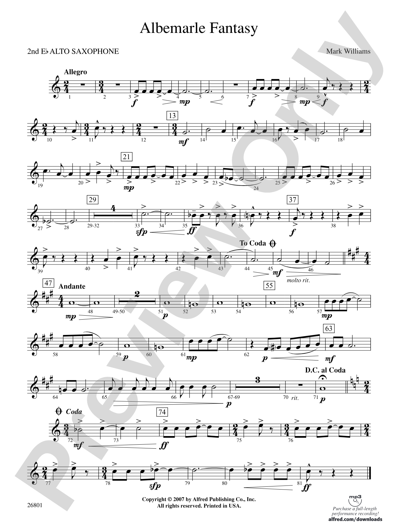 Albemarle Fantasy: 2nd E-flat Alto Saxophone