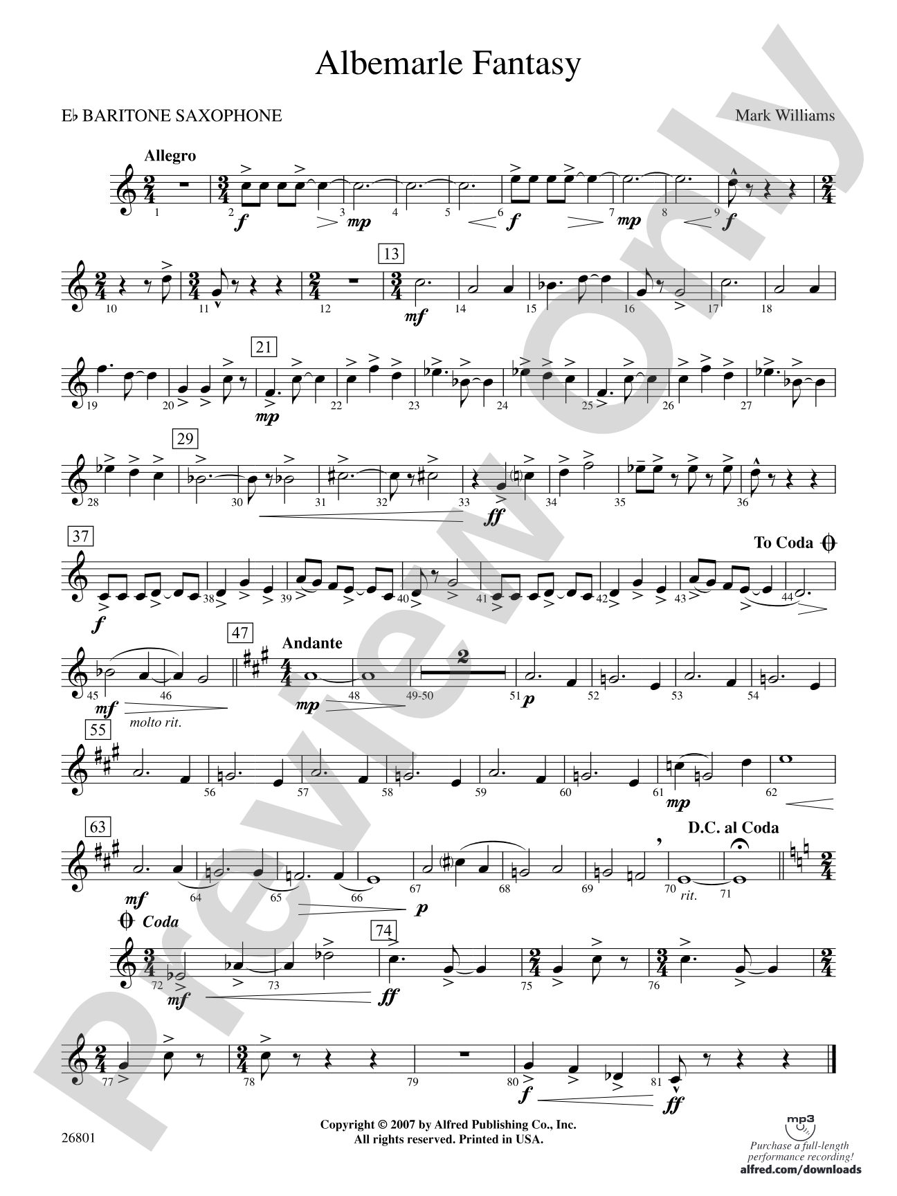 Albemarle Fantasy: E-flat Baritone Saxophone