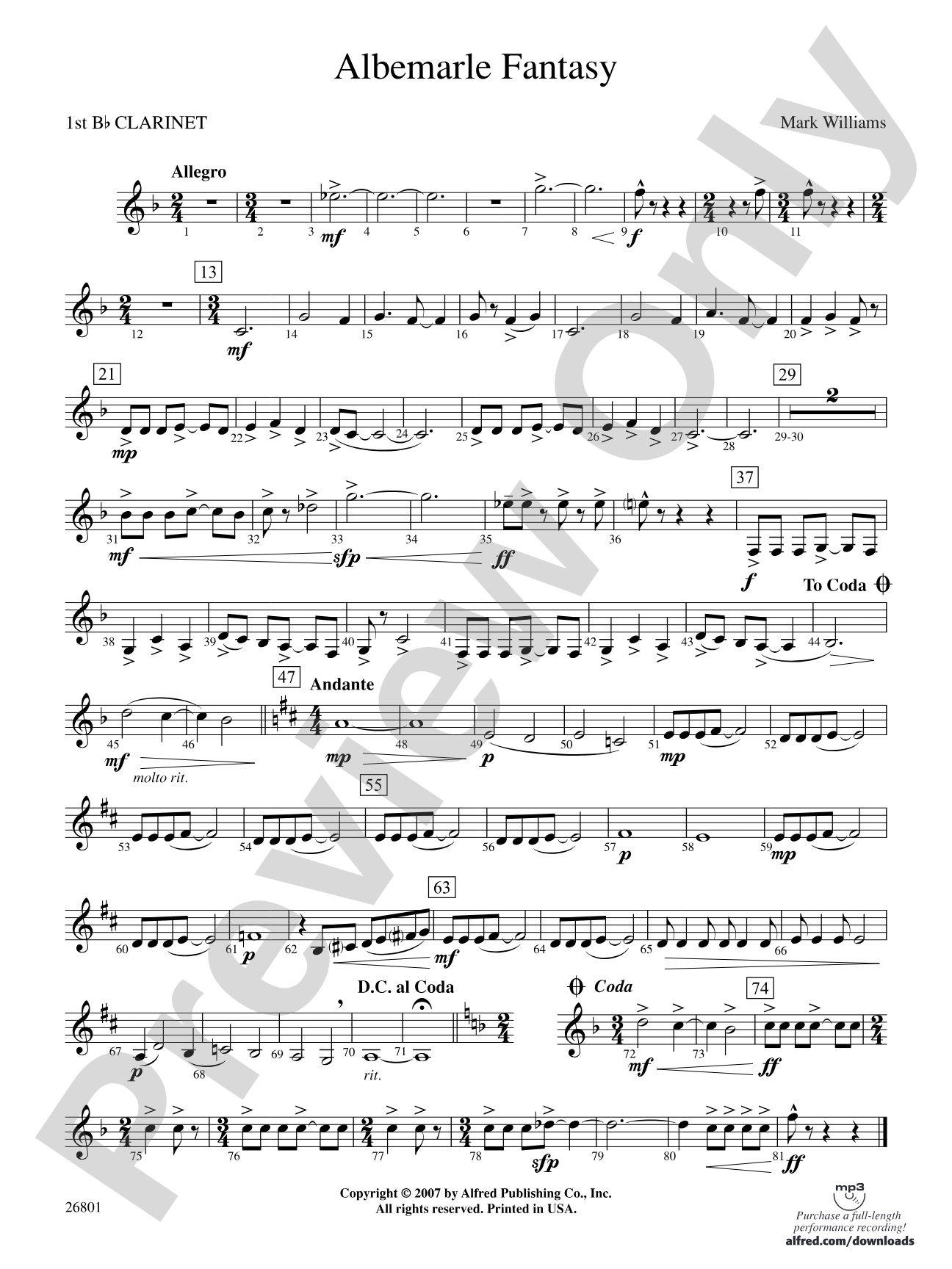 Albemarle Fantasy: 1st B-flat Clarinet
