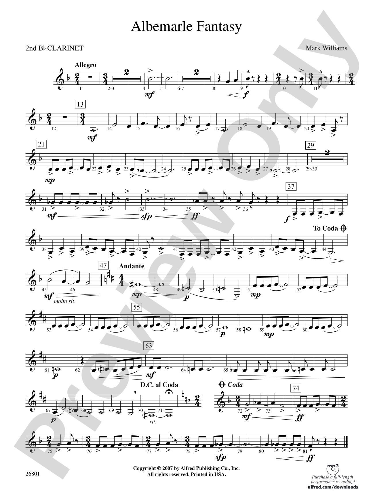 Albemarle Fantasy: 2nd B-flat Clarinet