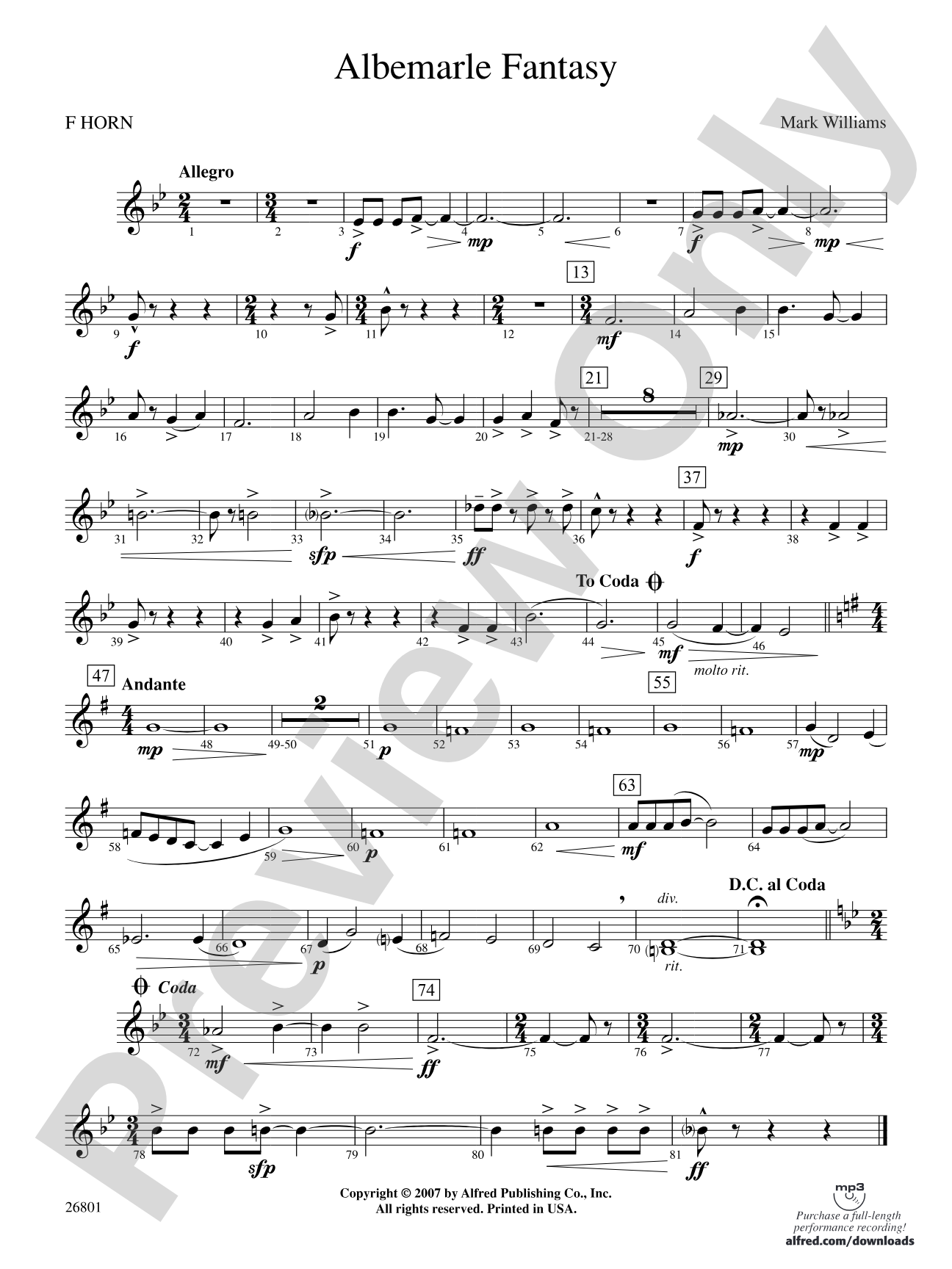 Albemarle Fantasy: 1st F Horn