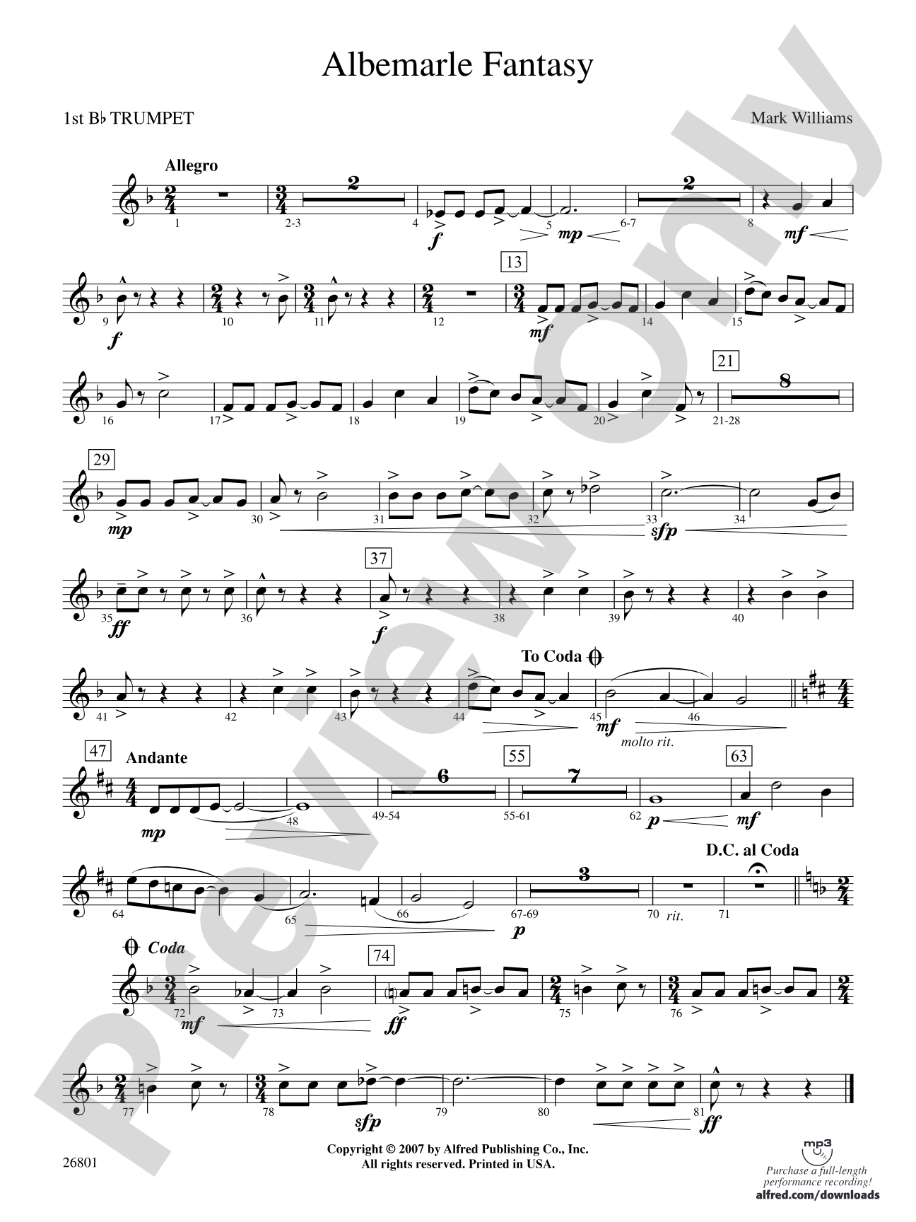 Albemarle Fantasy: 1st B-flat Trumpet