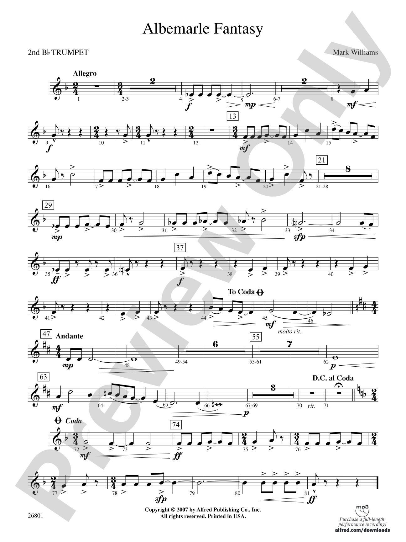 Albemarle Fantasy: 2nd B-flat Trumpet