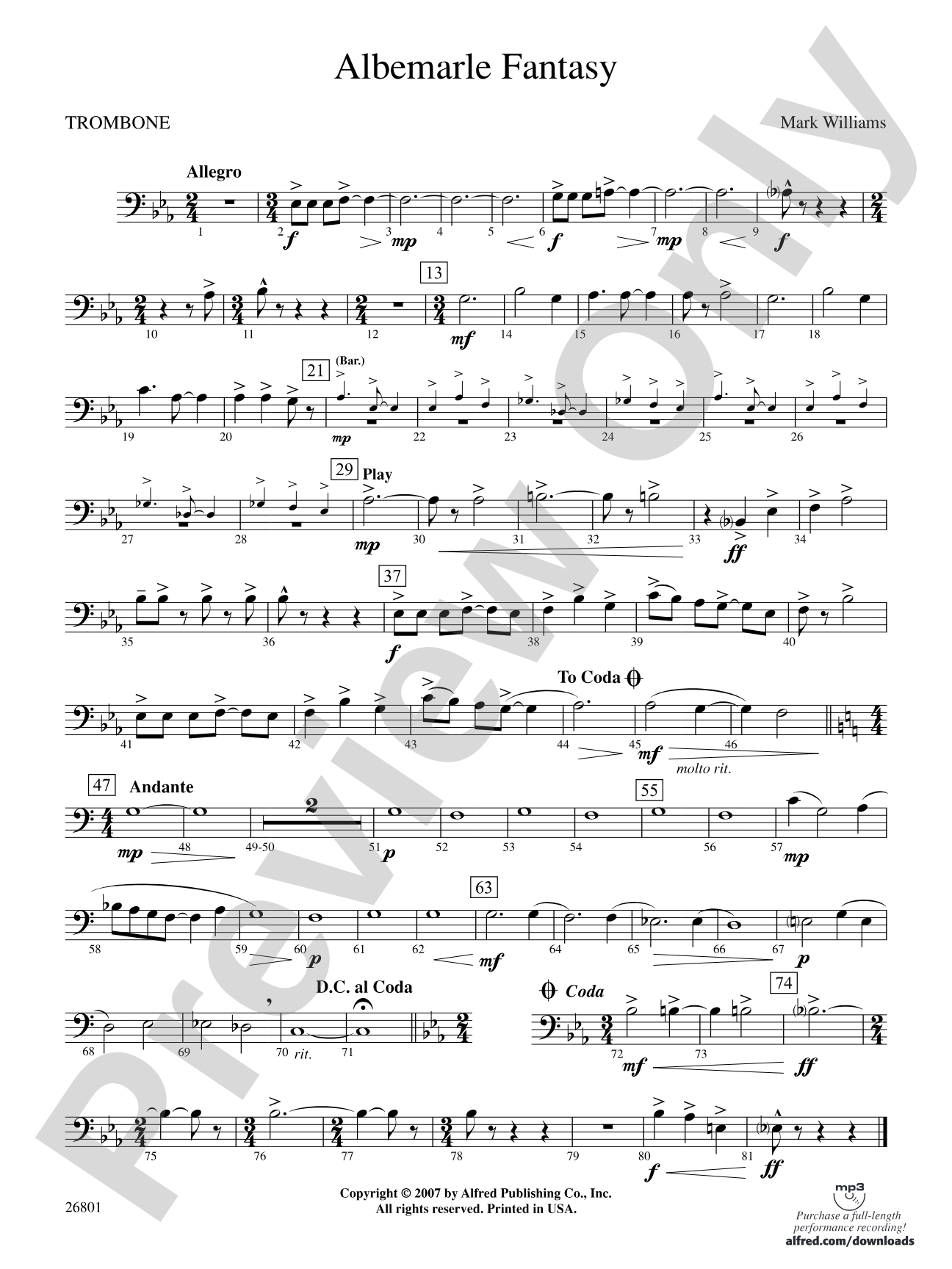 Albemarle Fantasy: 1st Trombone