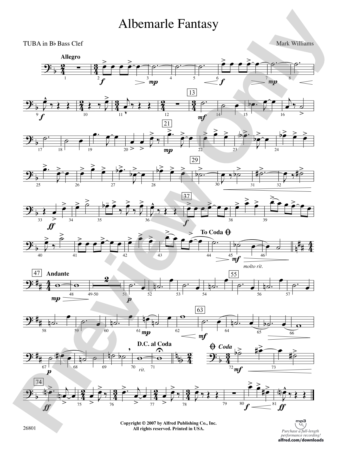 Albemarle Fantasy: (wp) B-flat Tuba B.C.