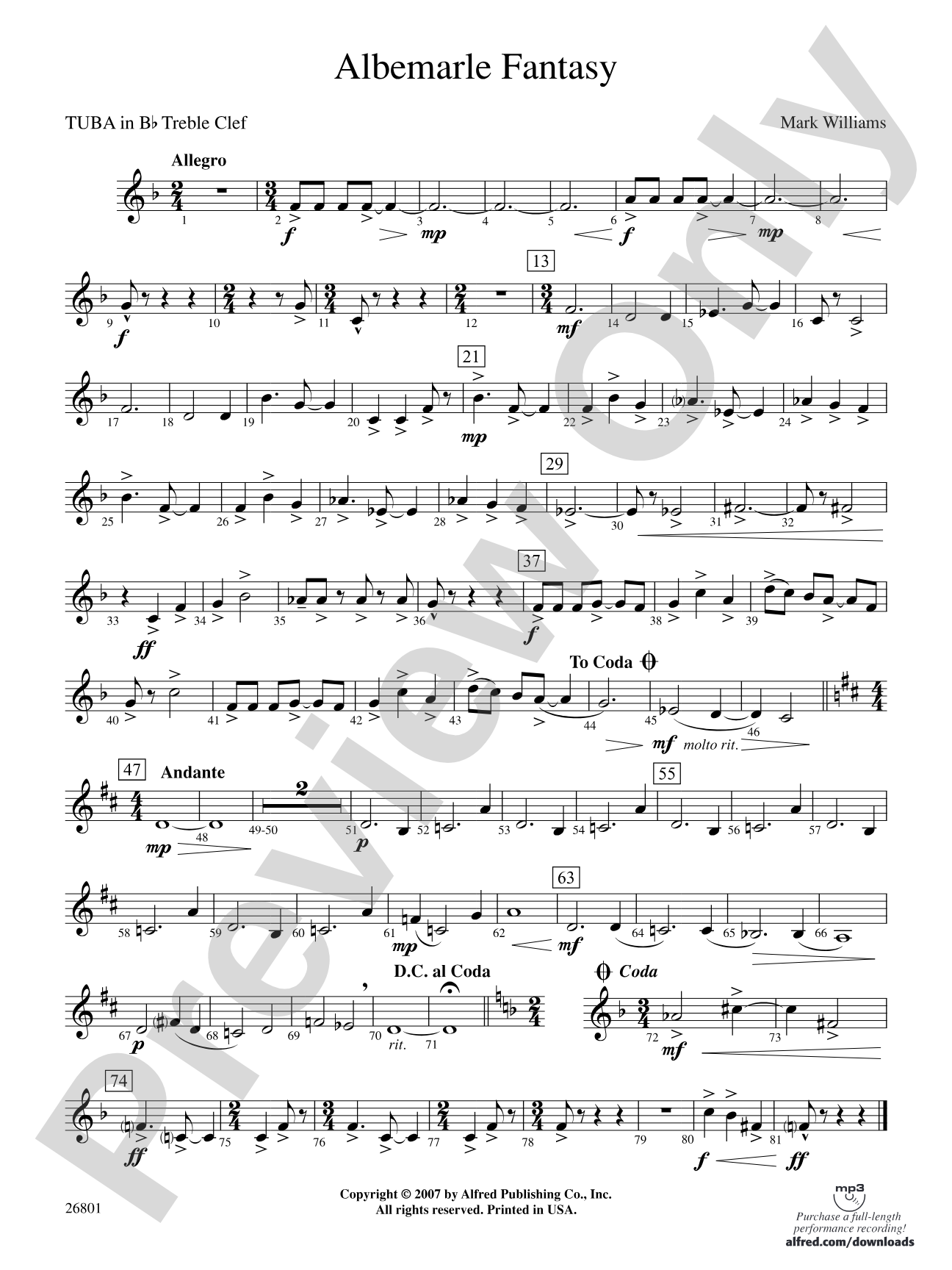 Albemarle Fantasy: (wp) B-flat Tuba T.C.
