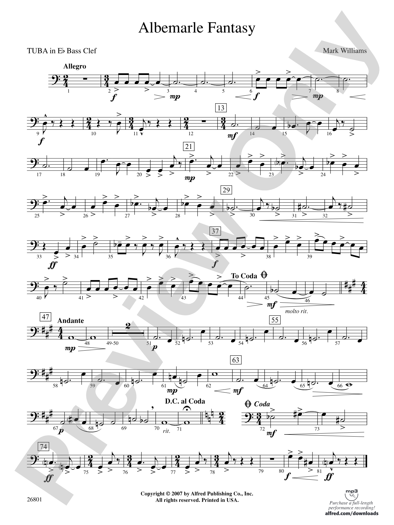 Albemarle Fantasy: (wp) E-flat Tuba B.C.