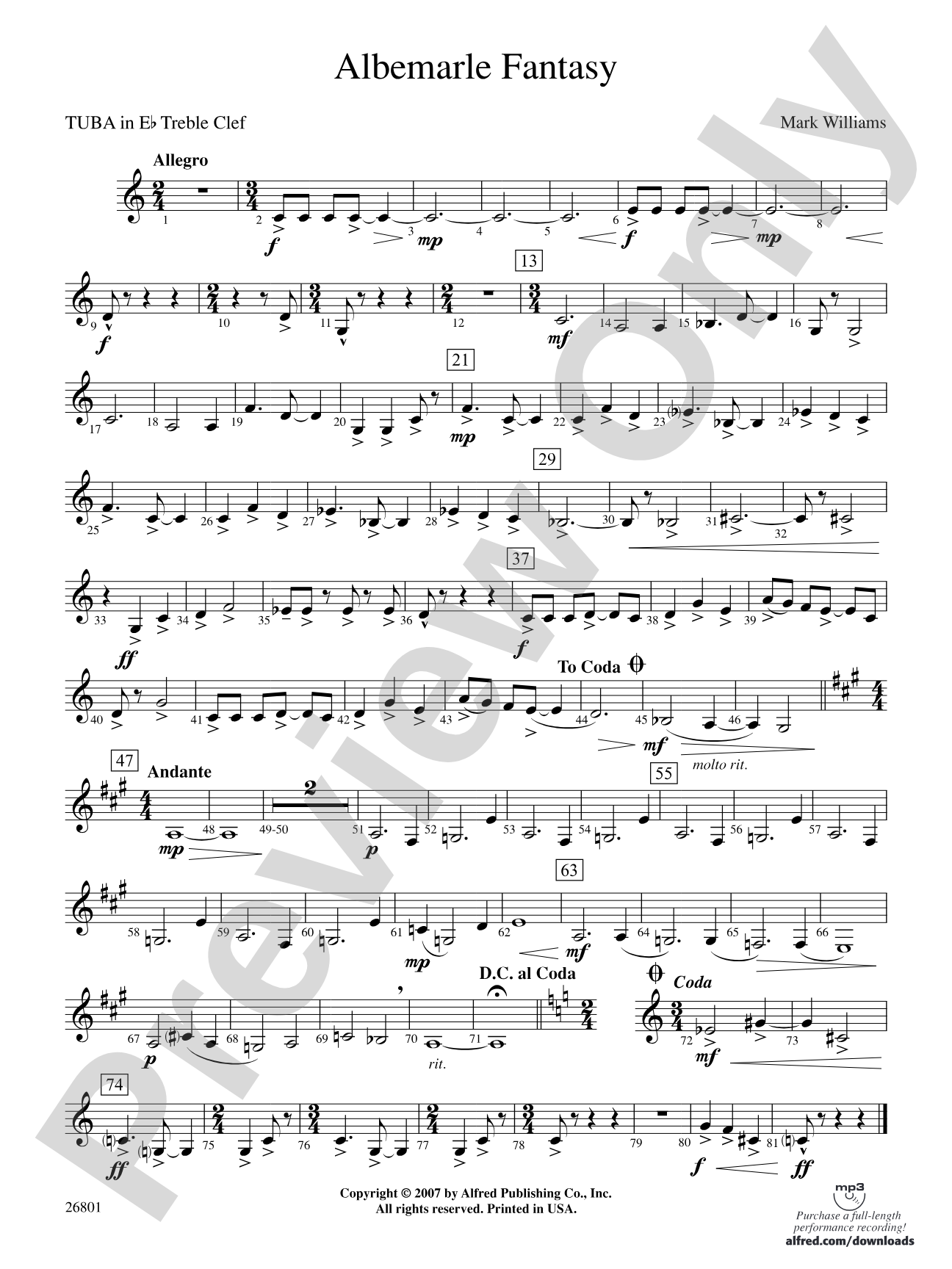 Albemarle Fantasy: (wp) E-flat Tuba T.C.