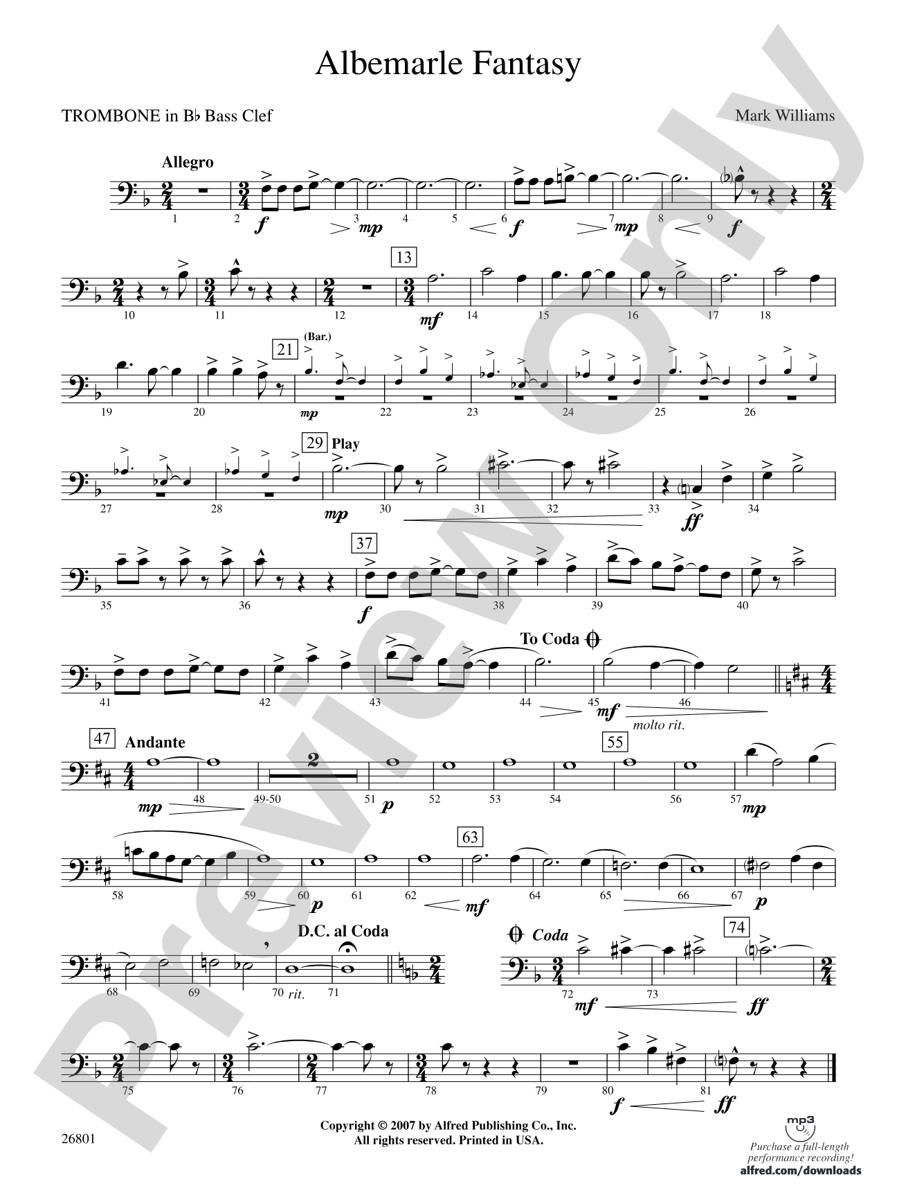 Albemarle Fantasy: (wp) 1st B-flat Trombone B.C.