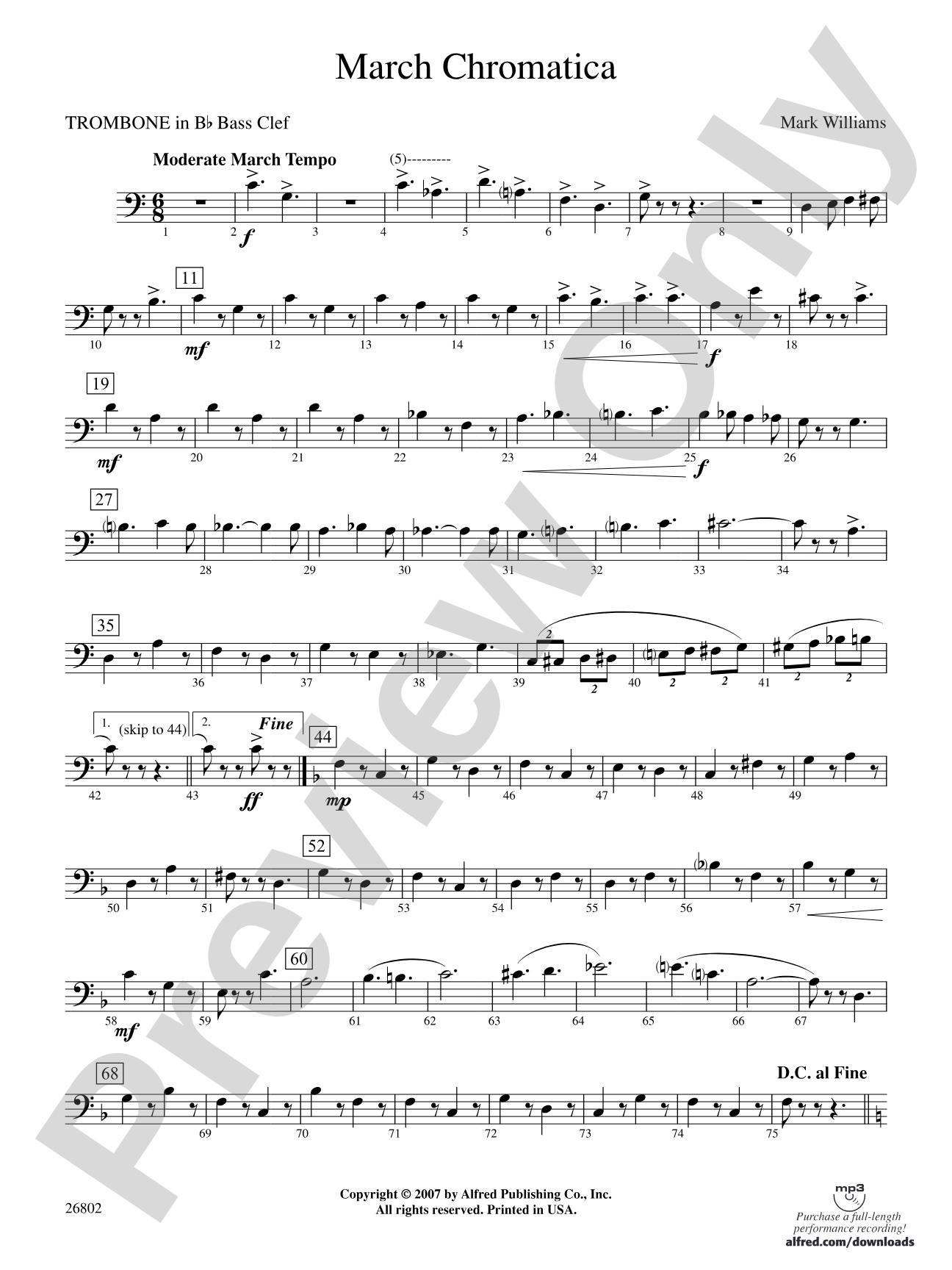 March Chromatica: (wp) 1st B-flat Trombone B.C.