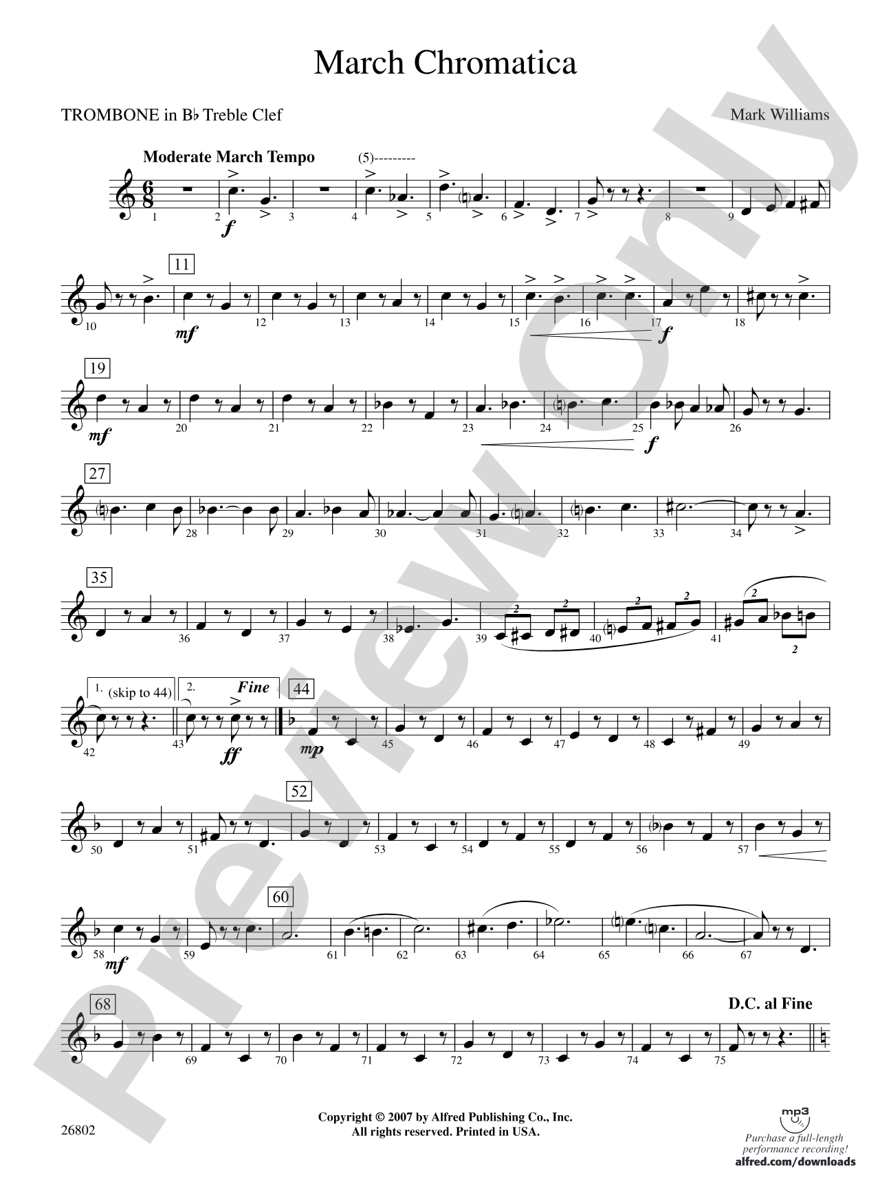 March Chromatica: (wp) 1st B-flat Trombone T.C.