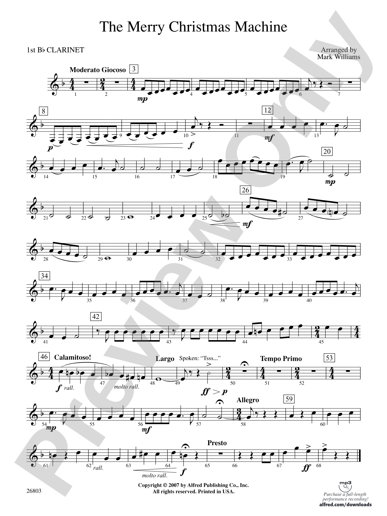 The Merry Christmas Machine: 1st B-flat Clarinet
