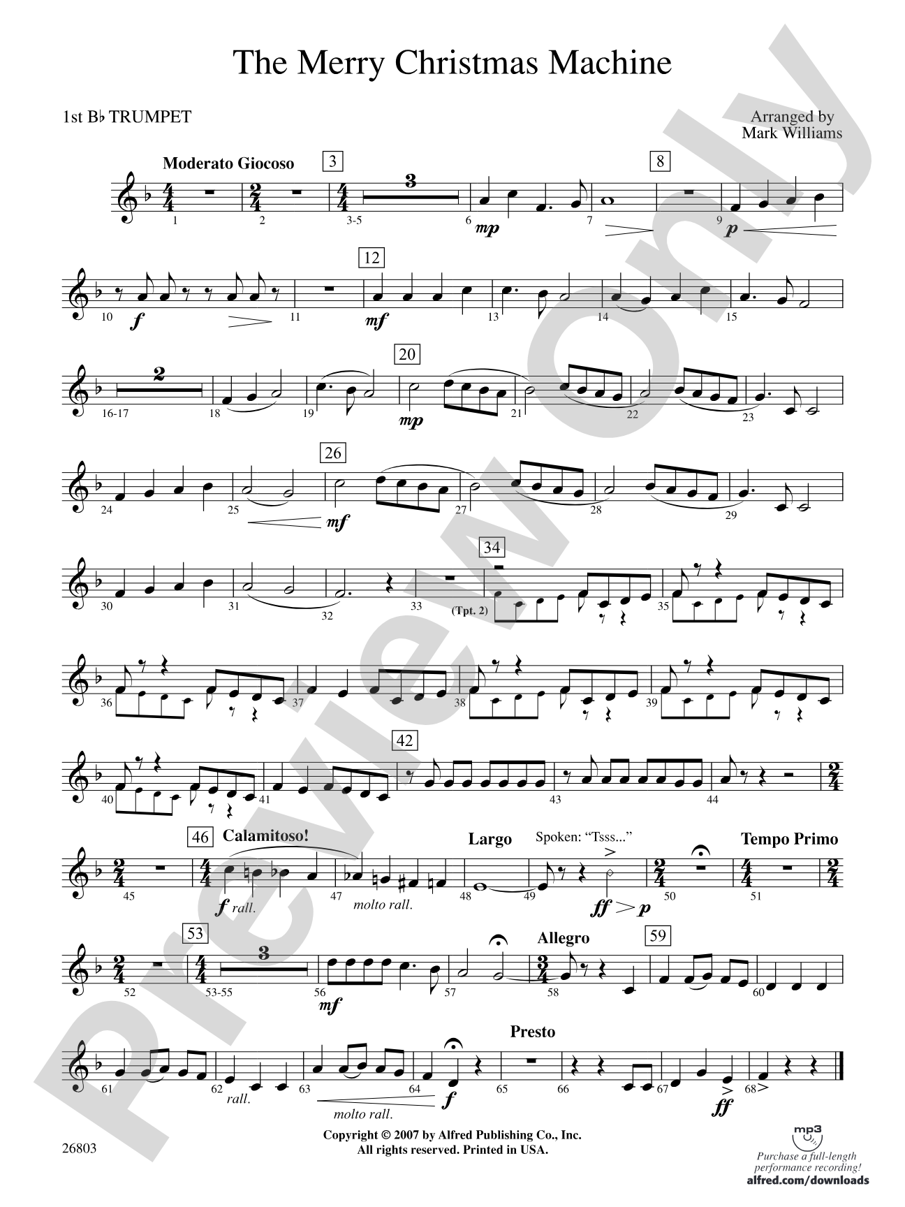 The Merry Christmas Machine: 1st B-flat Trumpet