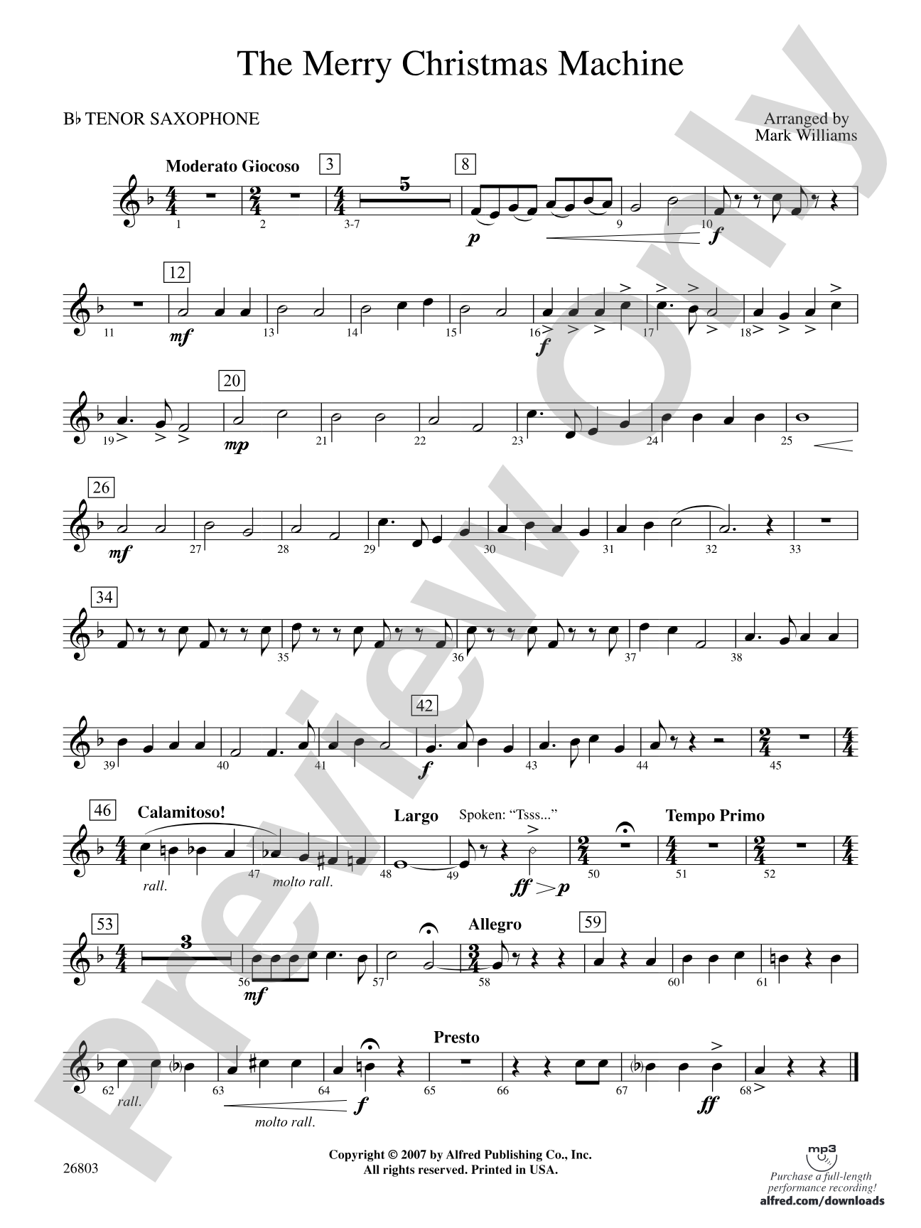 The Merry Christmas Machine: B-flat Tenor Saxophone
