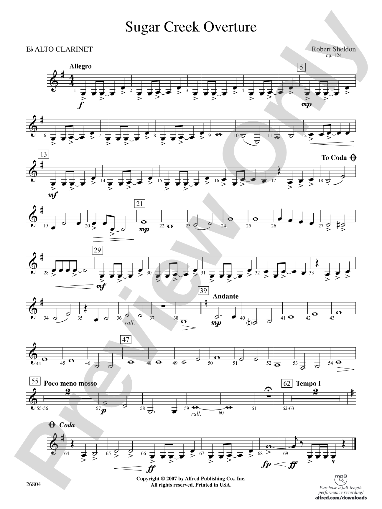 Sugar Creek Overture: E-flat Alto Clarinet