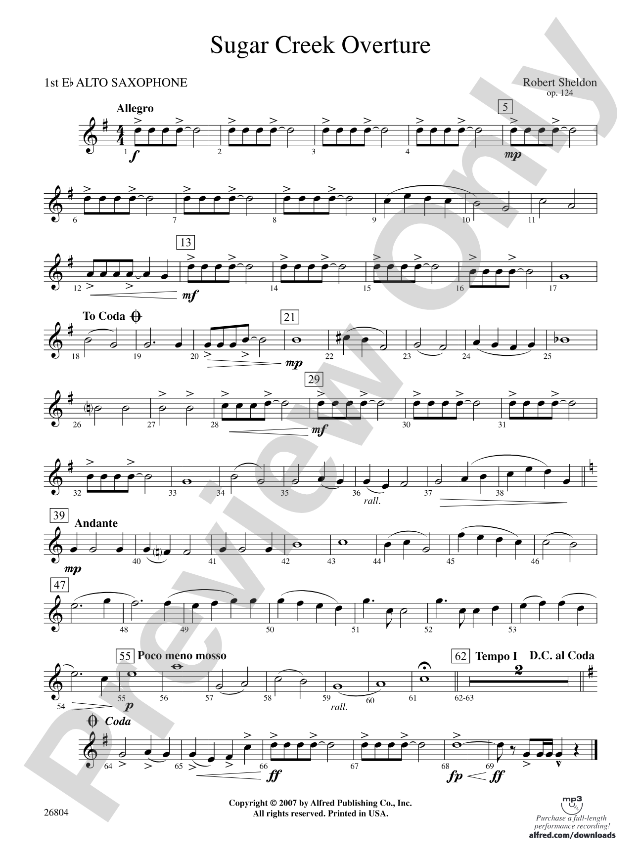 Sugar Creek Overture: E-flat Alto Saxophone