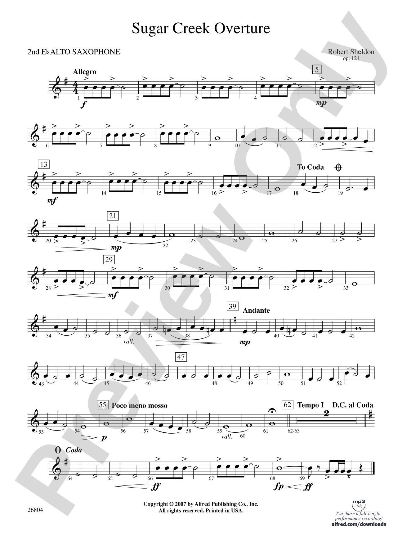 Sugar Creek Overture: 2nd E-flat Alto Saxophone