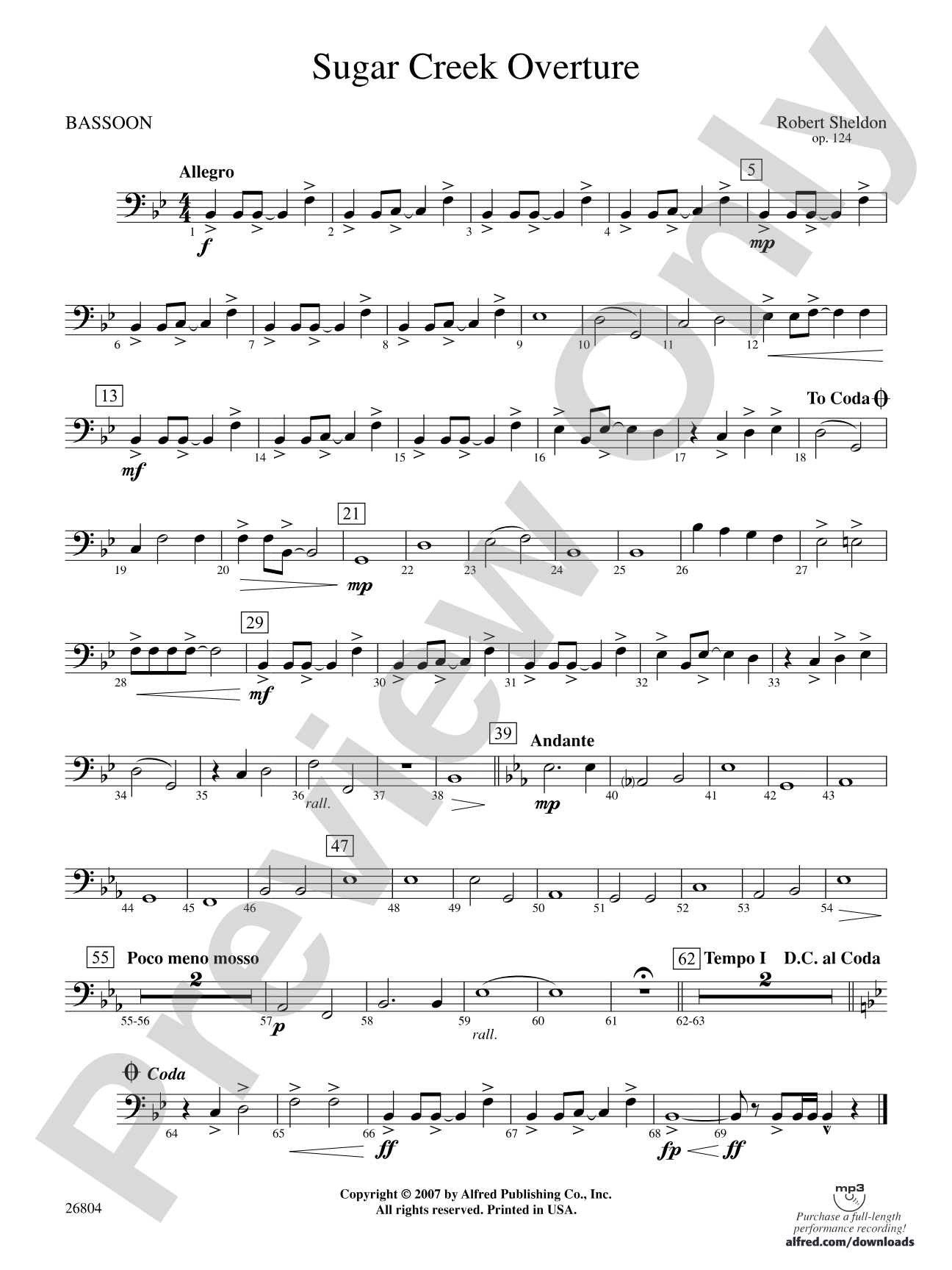Sugar Creek Overture: Bassoon
