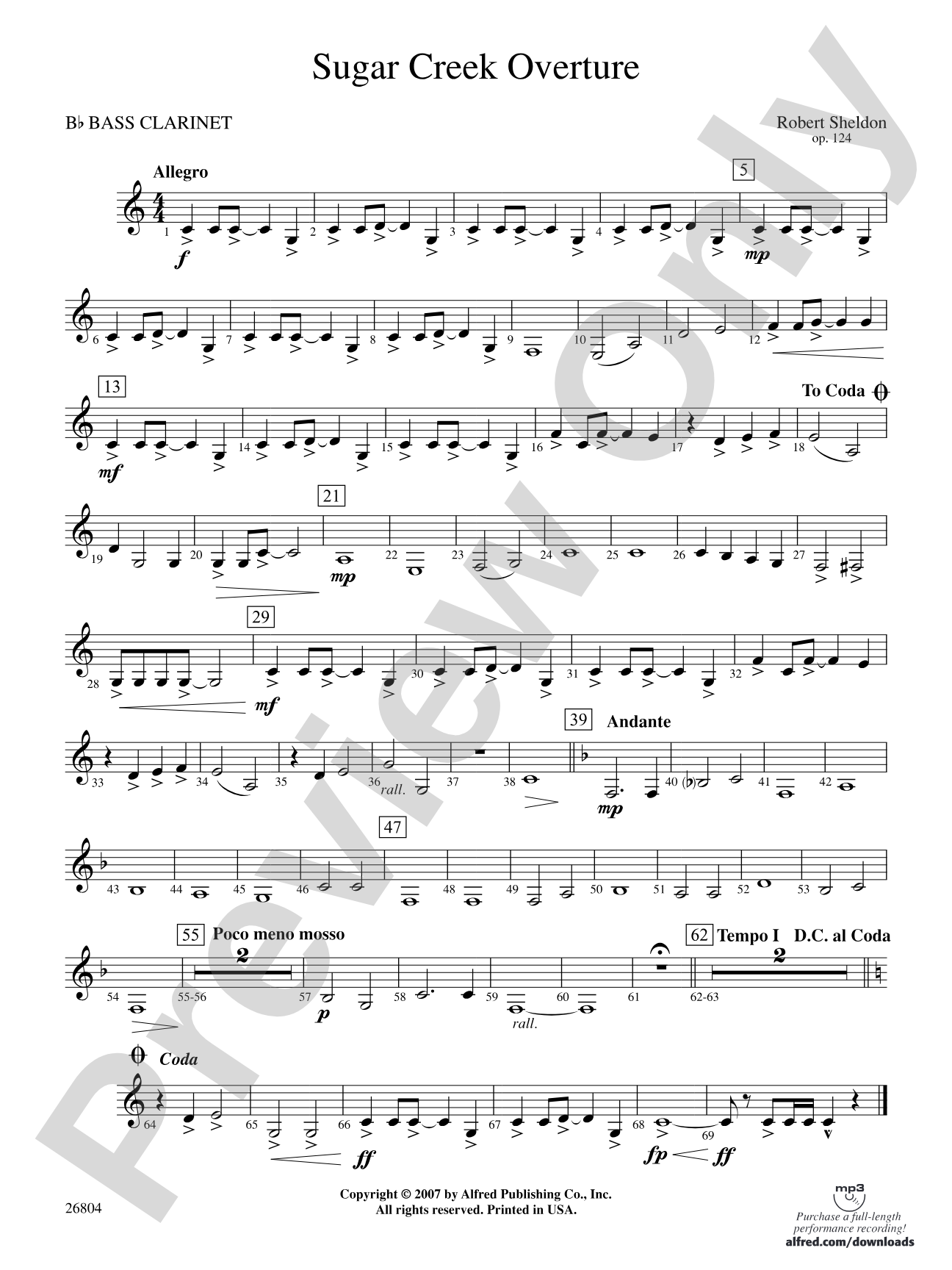 Sugar Creek Overture: B-flat Bass Clarinet