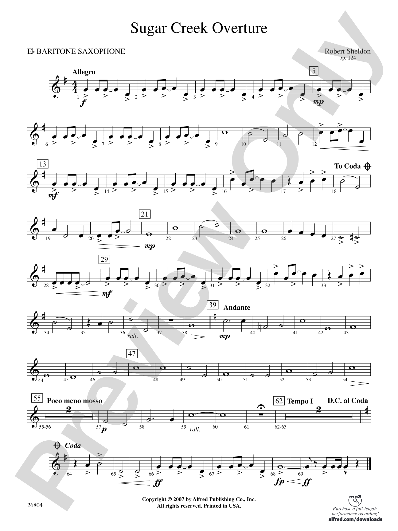 Sugar Creek Overture: E-flat Baritone Saxophone