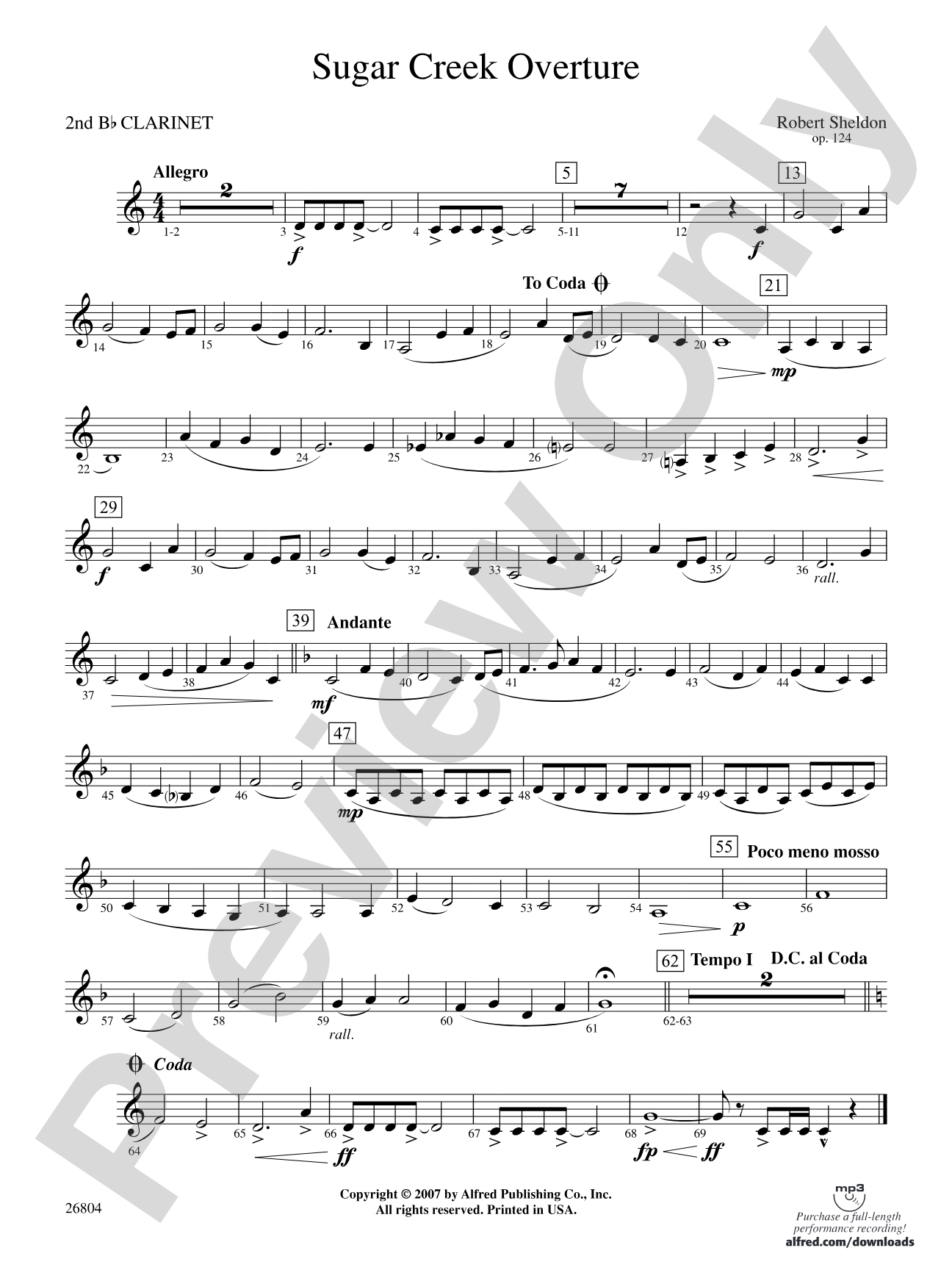 Sugar Creek Overture: 2nd B-flat Clarinet