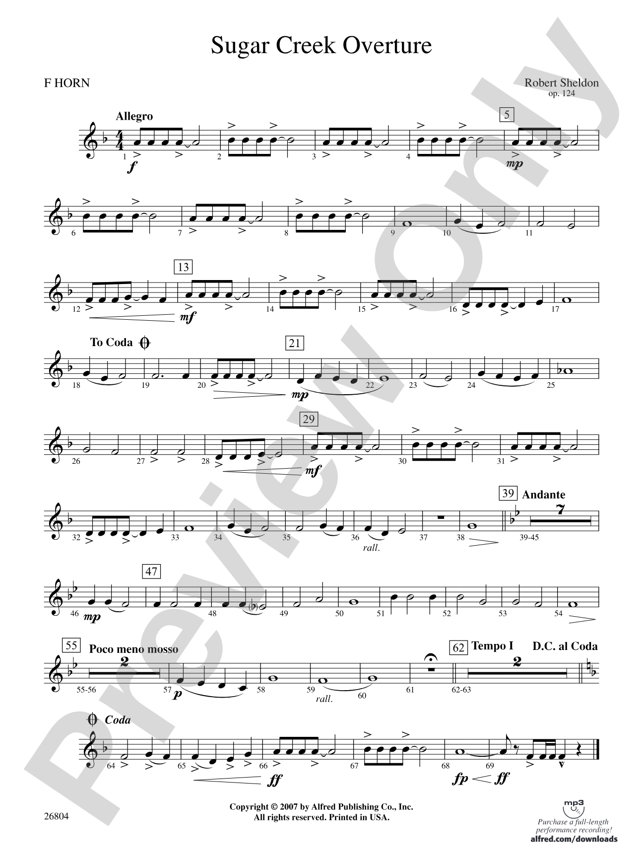Sugar Creek Overture: 1st F Horn