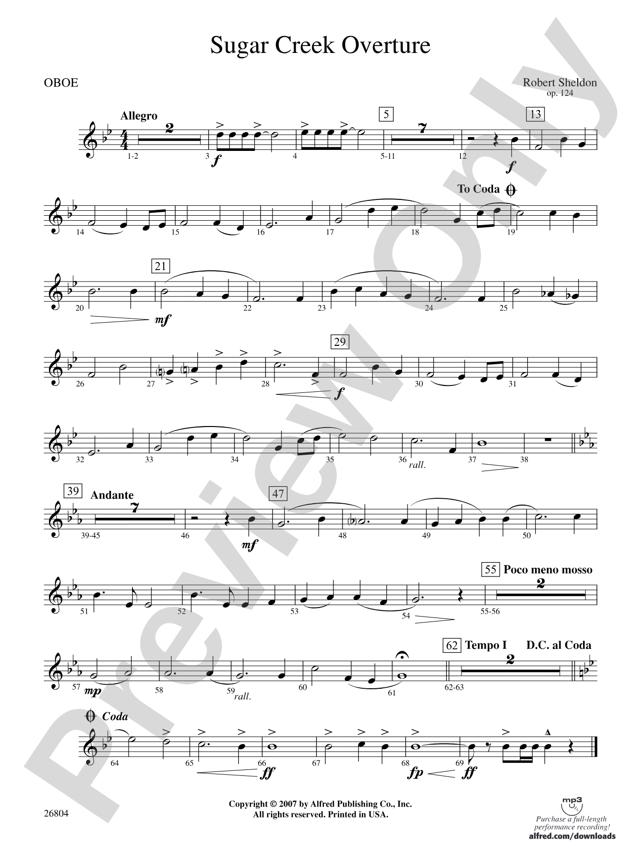 Sugar Creek Overture: Oboe