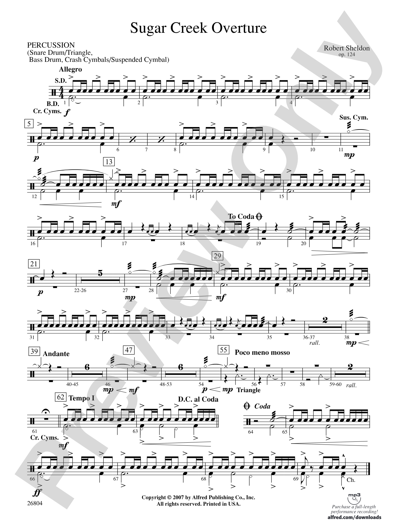 Sugar Creek Overture: 1st Percussion