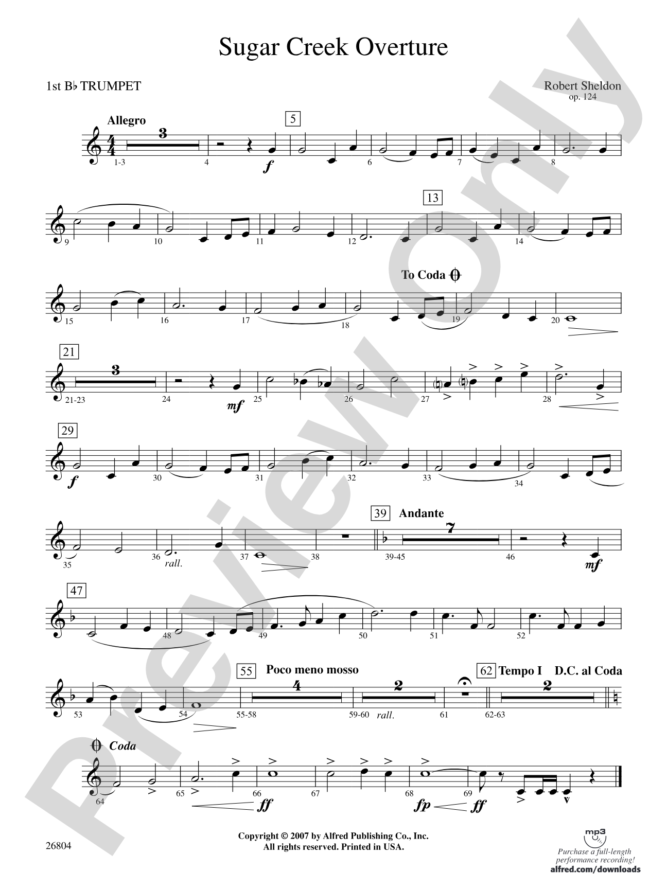 Sugar Creek Overture: 1st B-flat Trumpet