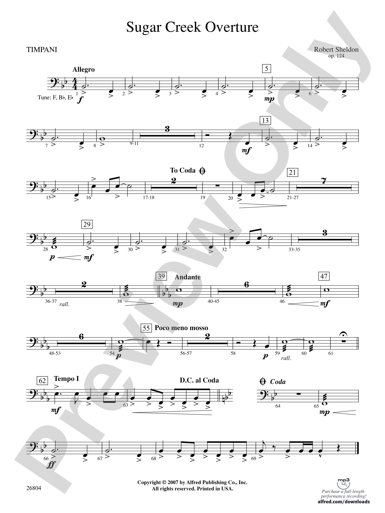 Sugar Creek Overture: Timpani
