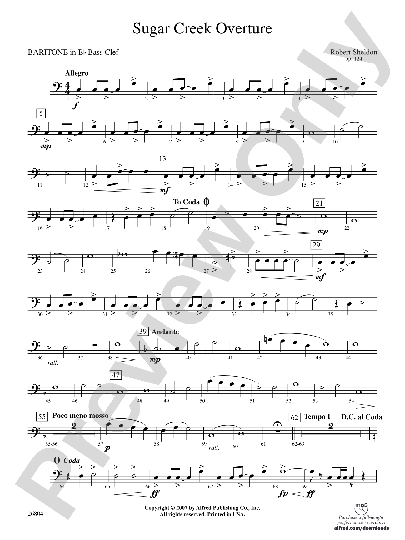 Sugar Creek Overture: (wp) B-flat Baritone B.C.