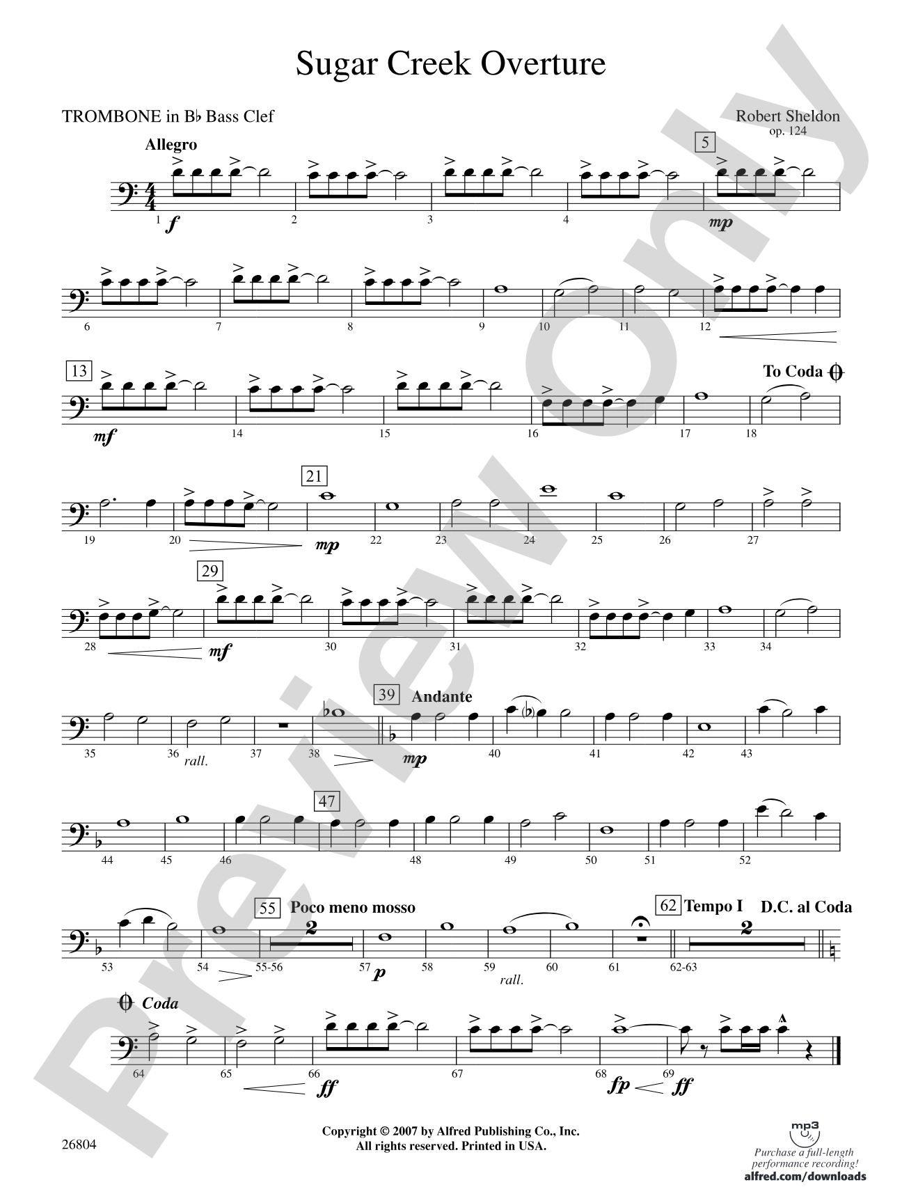 Sugar Creek Overture: (wp) 1st B-flat Trombone B.C.