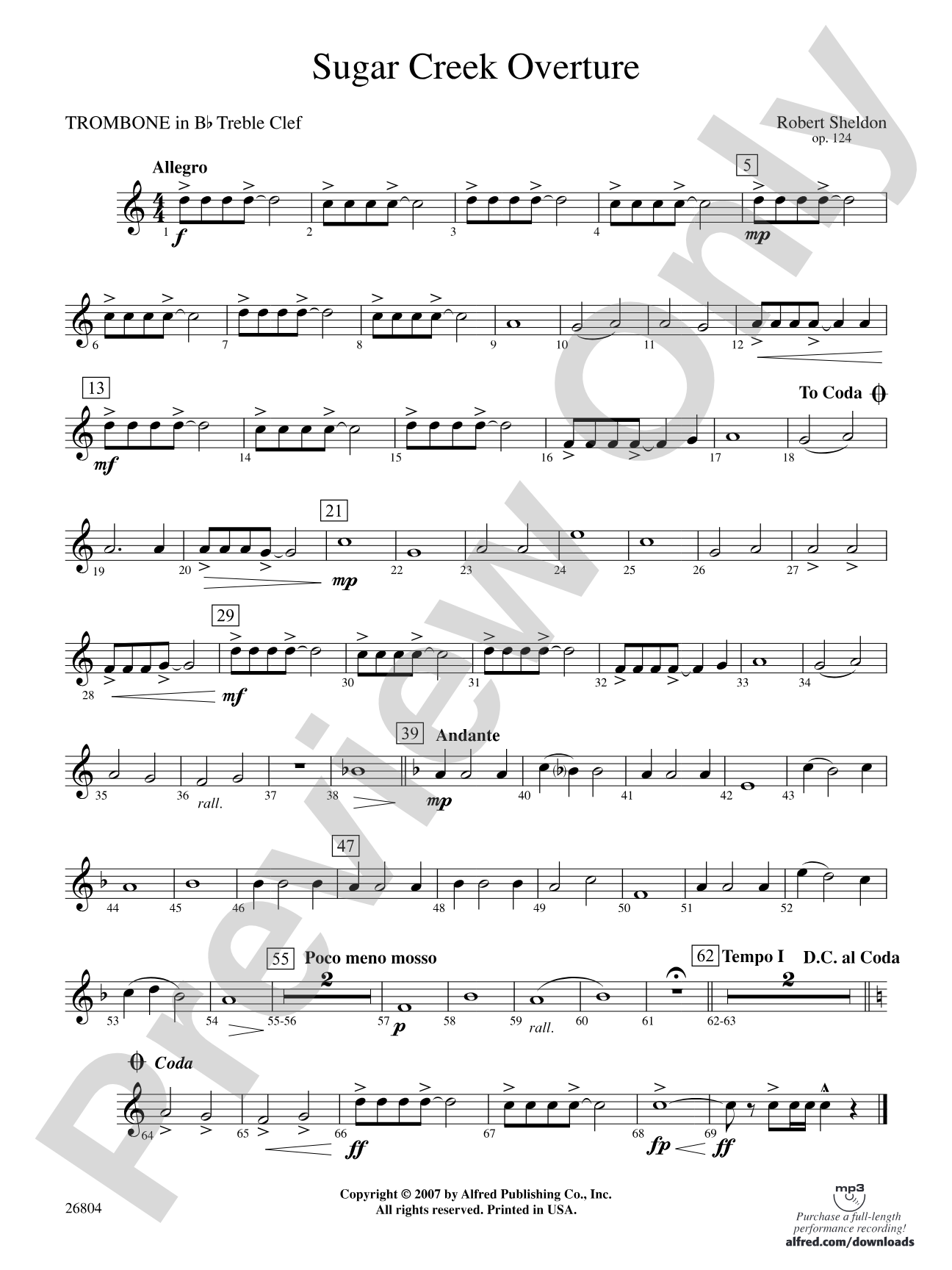 Sugar Creek Overture: (wp) 1st B-flat Trombone T.C.