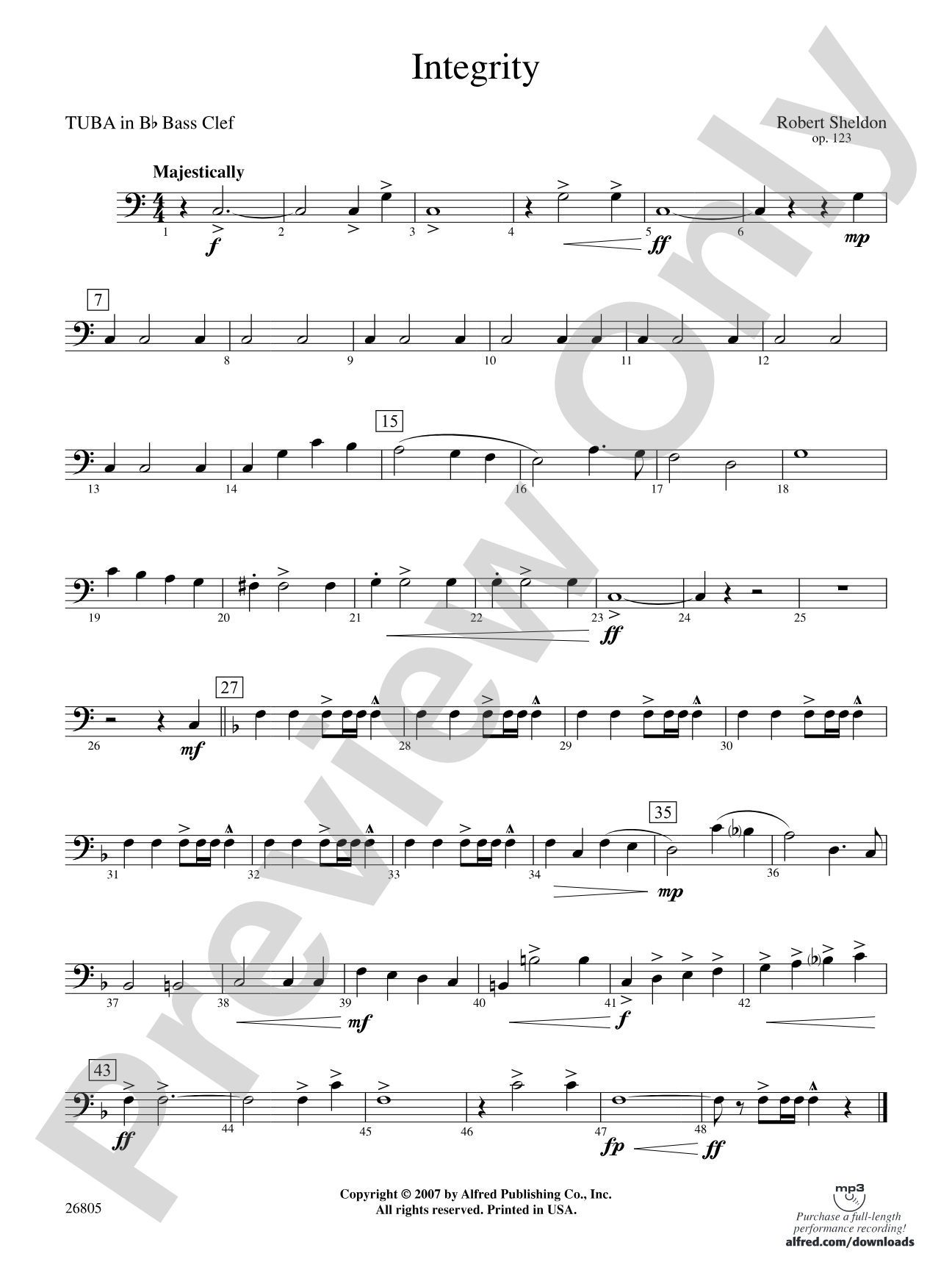Integrity: (wp) B-flat Tuba B.C.