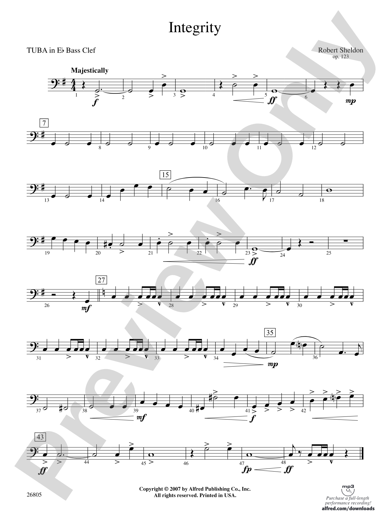 Integrity: (wp) E-flat Tuba B.C.