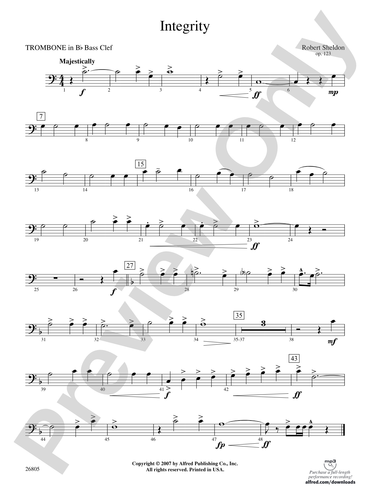 Integrity: (wp) 1st B-flat Trombone B.C.