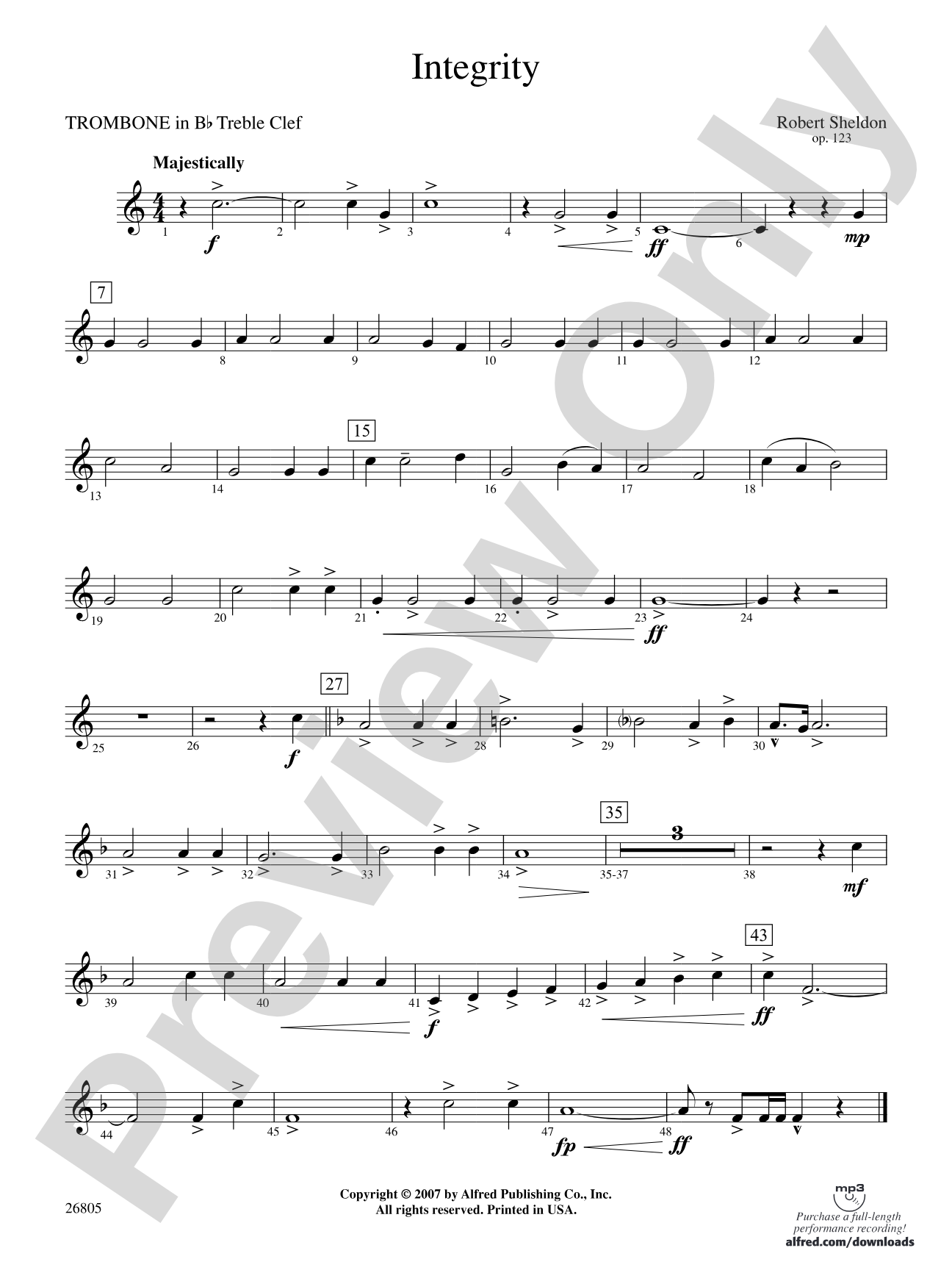 Integrity: (wp) 1st B-flat Trombone T.C.