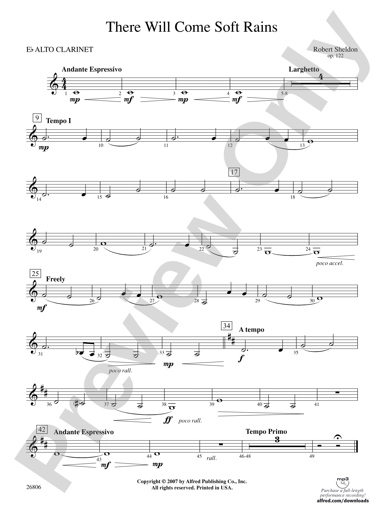 There Will Come Soft Rains: E-flat Alto Clarinet