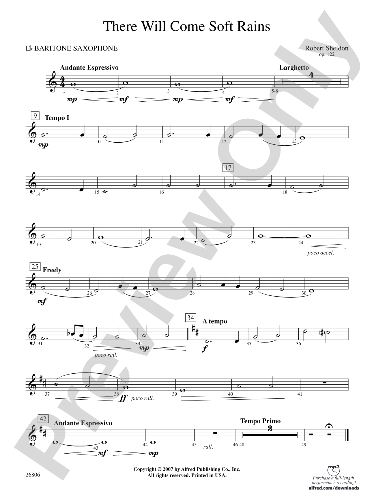 There Will Come Soft Rains: E-flat Baritone Saxophone