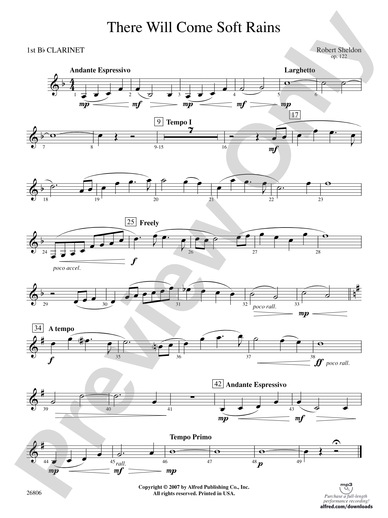 There Will Come Soft Rains: 1st B-flat Clarinet