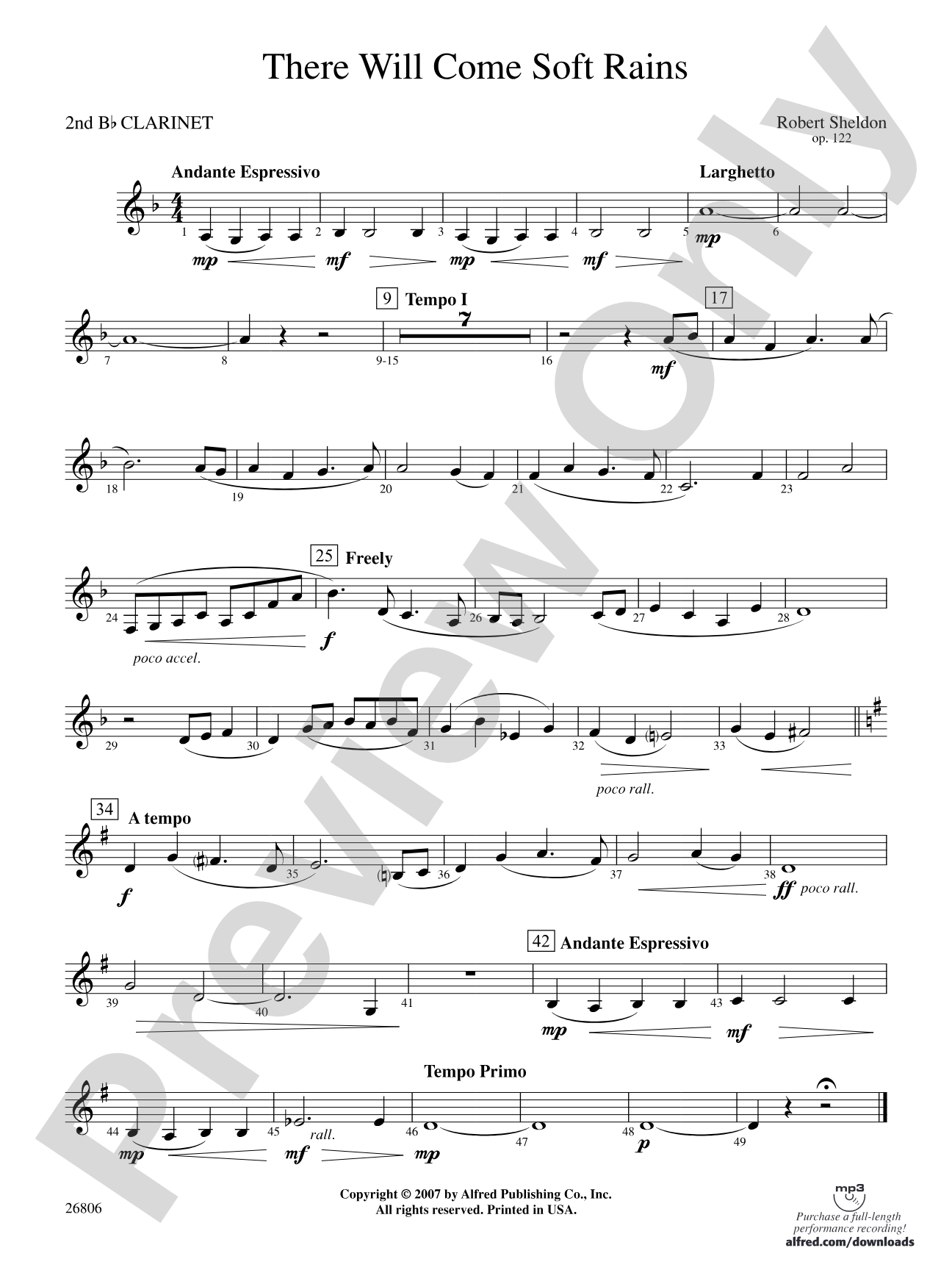 There Will Come Soft Rains: 2nd B-flat Clarinet