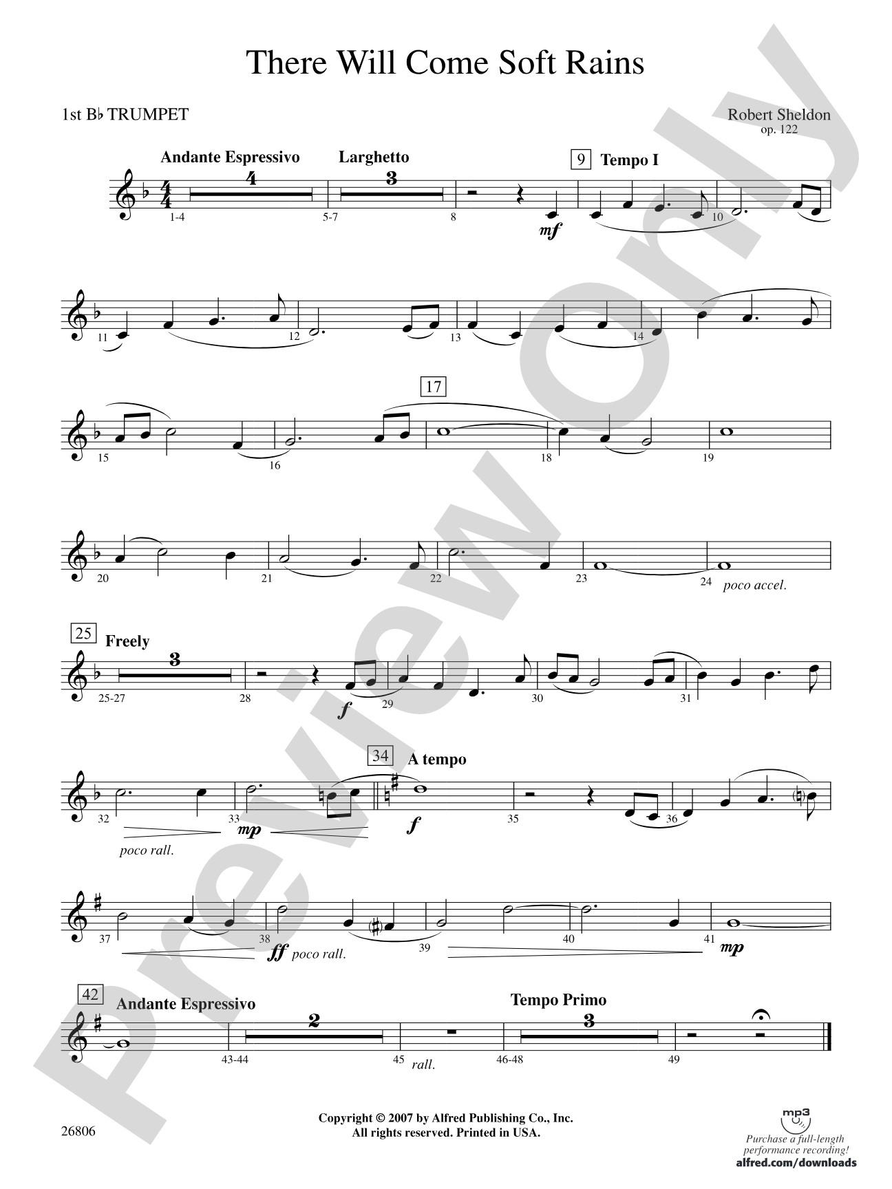 There Will Come Soft Rains: 1st B-flat Trumpet