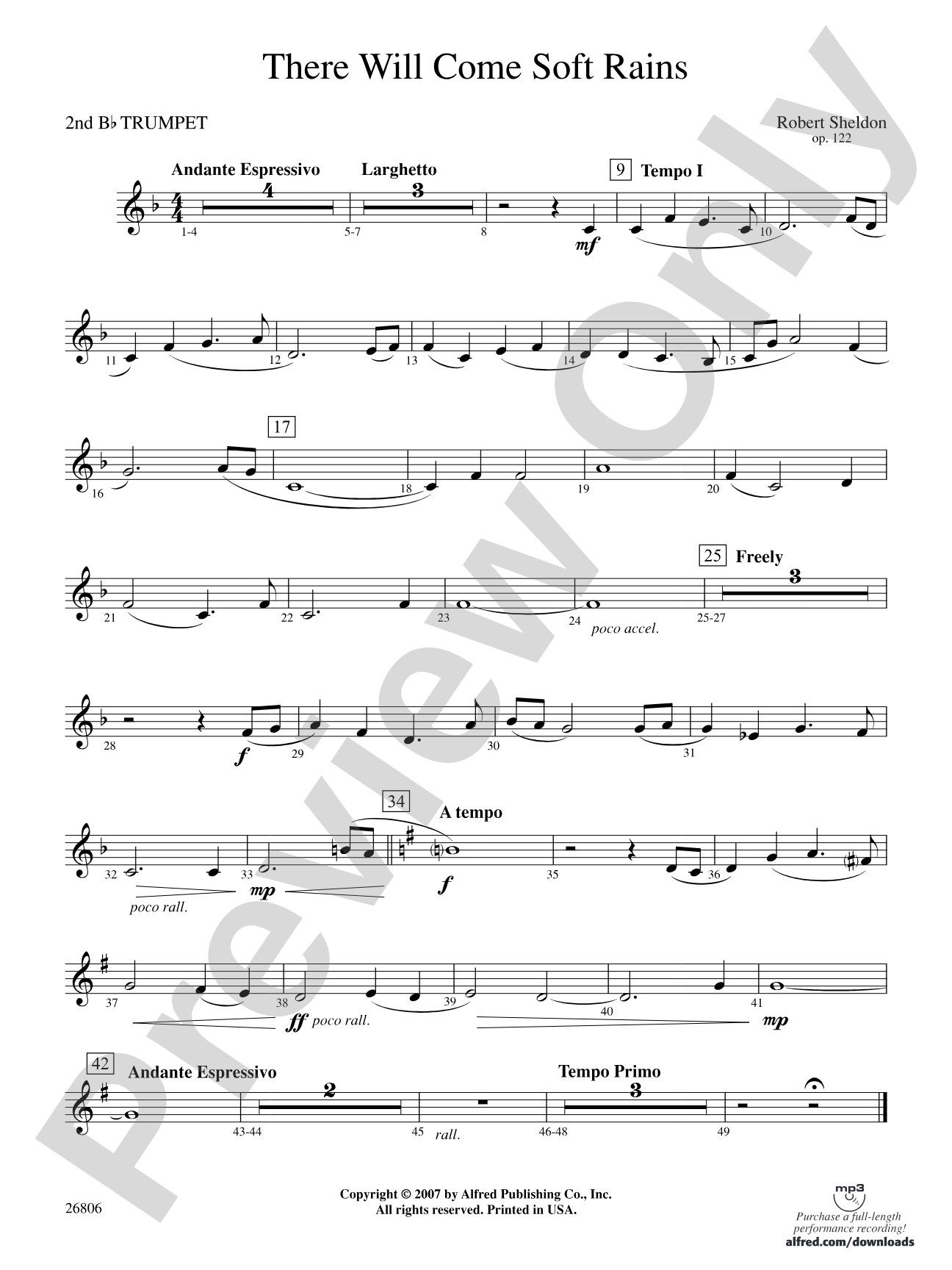 There Will Come Soft Rains: 2nd B-flat Trumpet