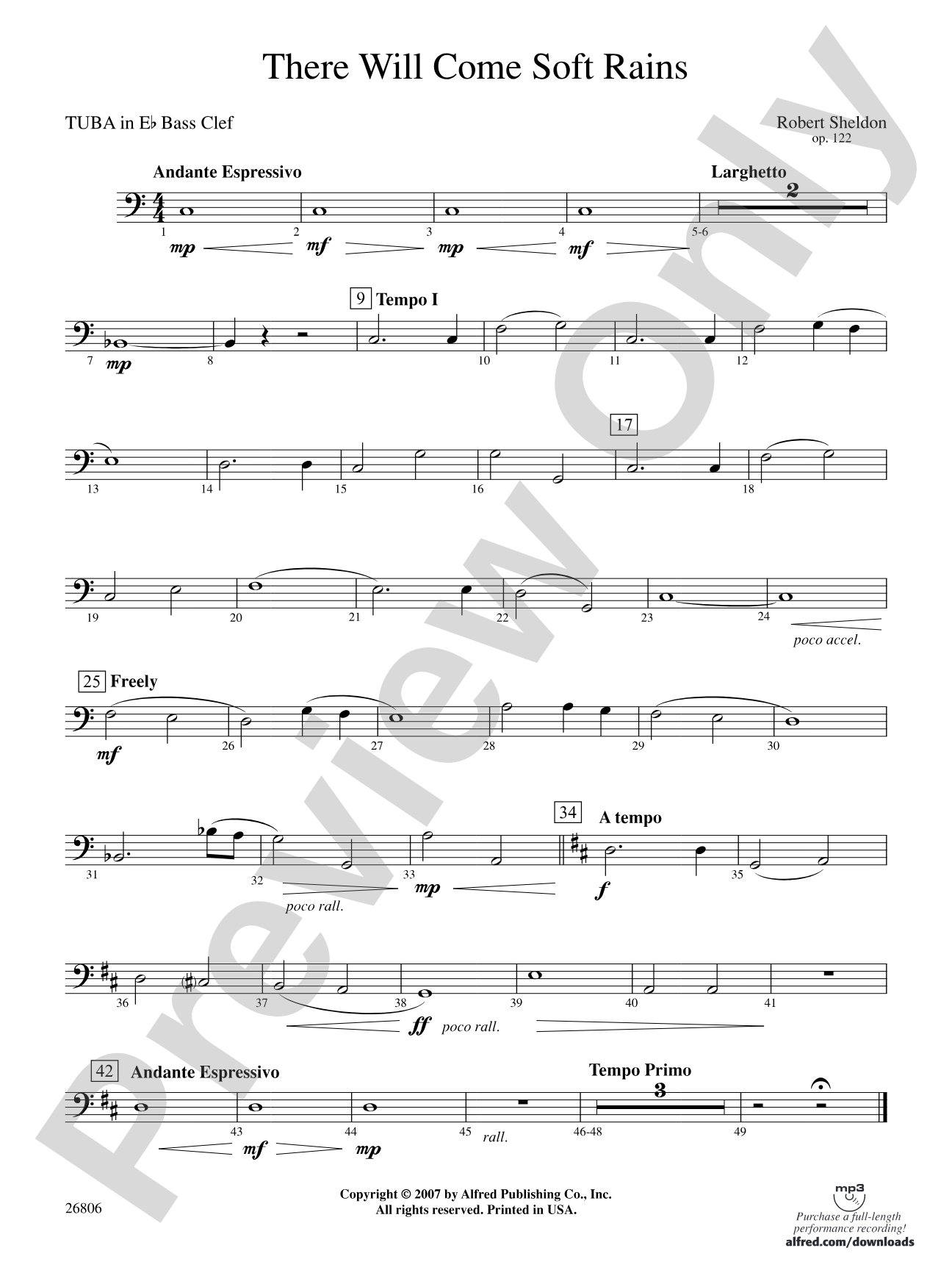 There Will Come Soft Rains: (wp) E-flat Tuba B.C.