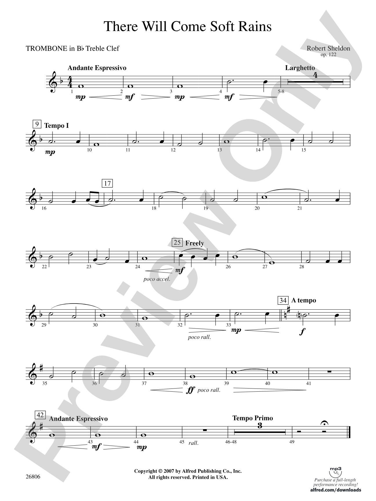 There Will Come Soft Rains: (wp) 1st B-flat Trombone T.C.