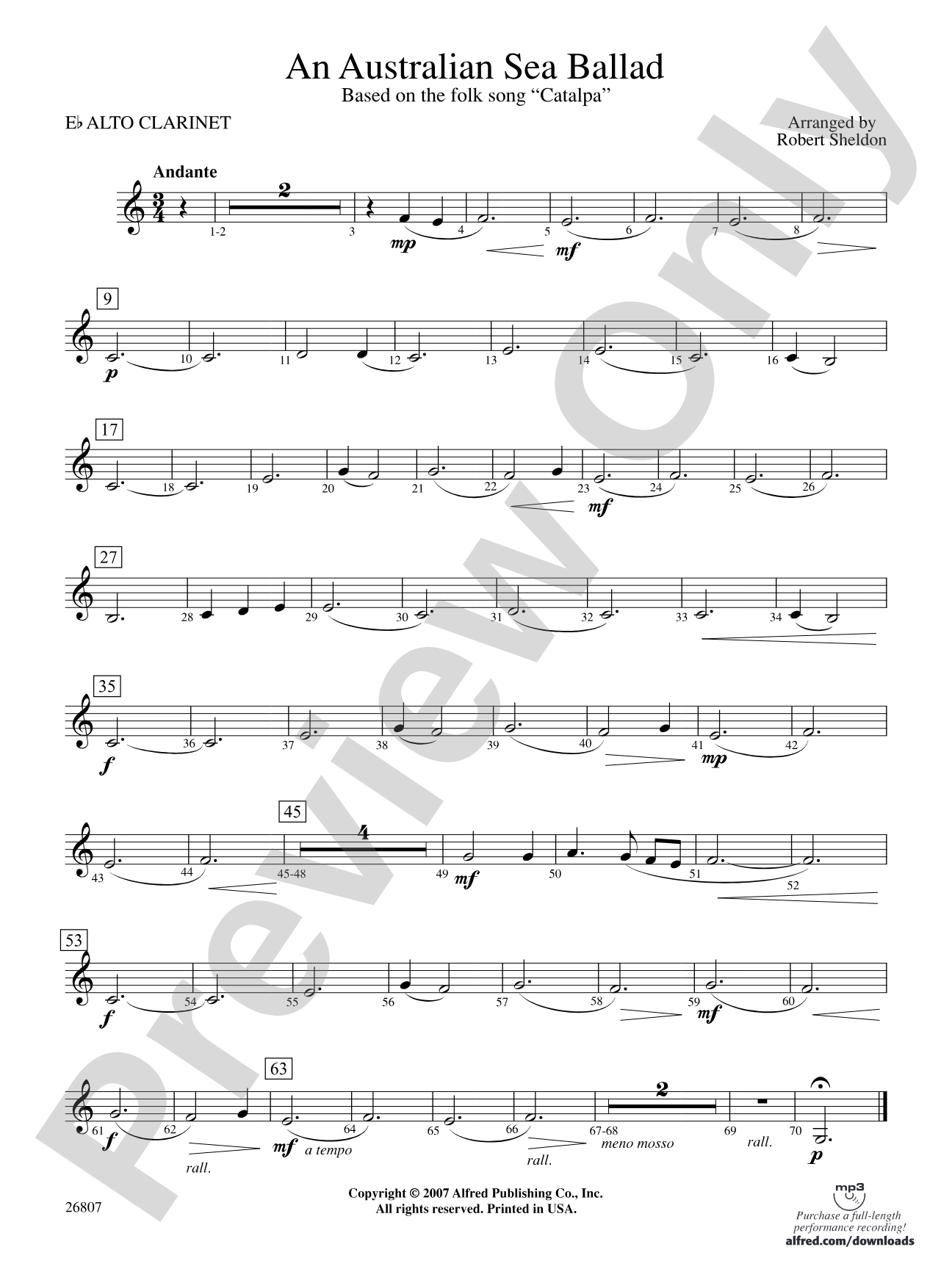 An Australian Sea Ballad: E-flat Alto Clarinet