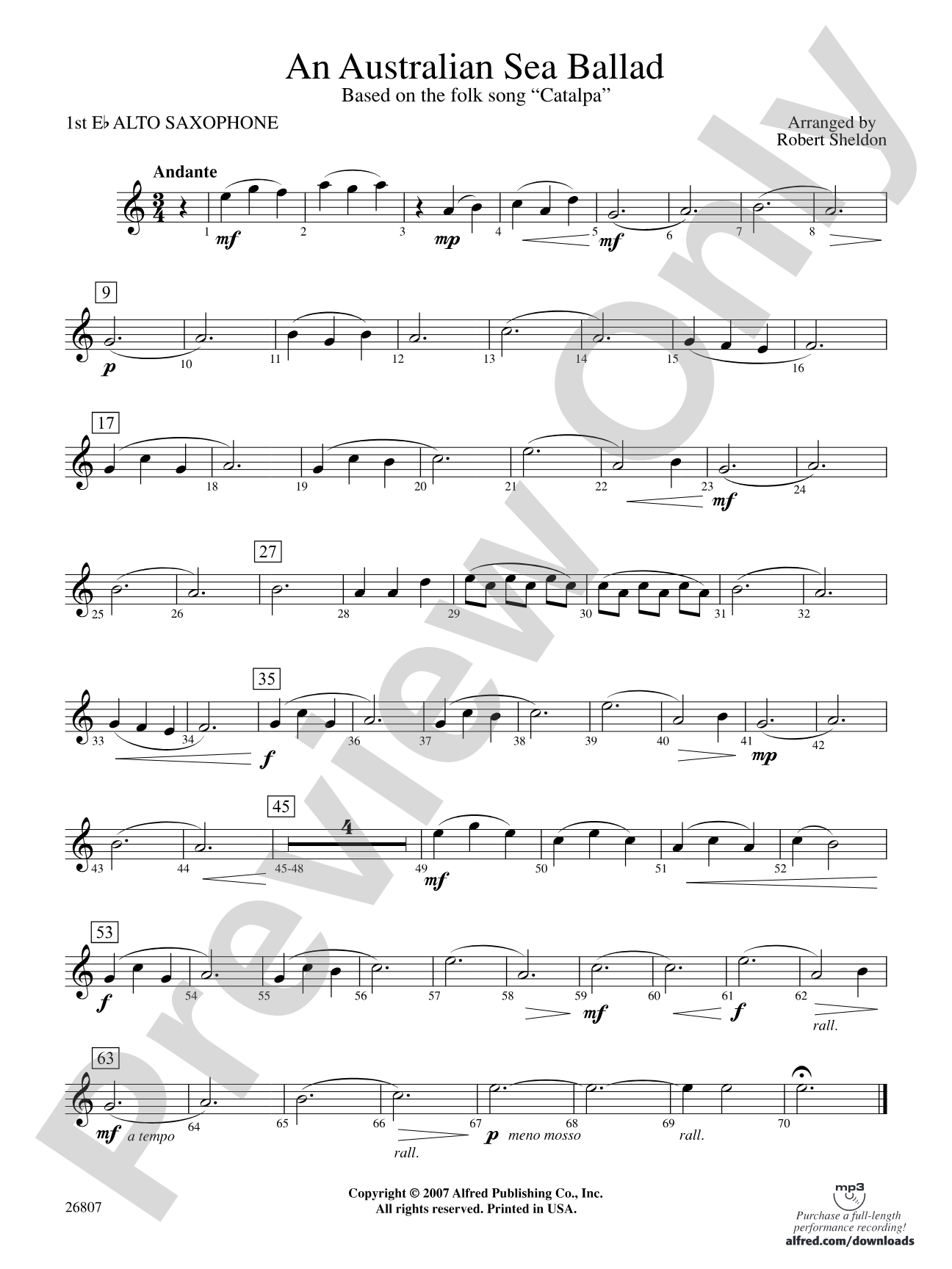 An Australian Sea Ballad: E-flat Alto Saxophone