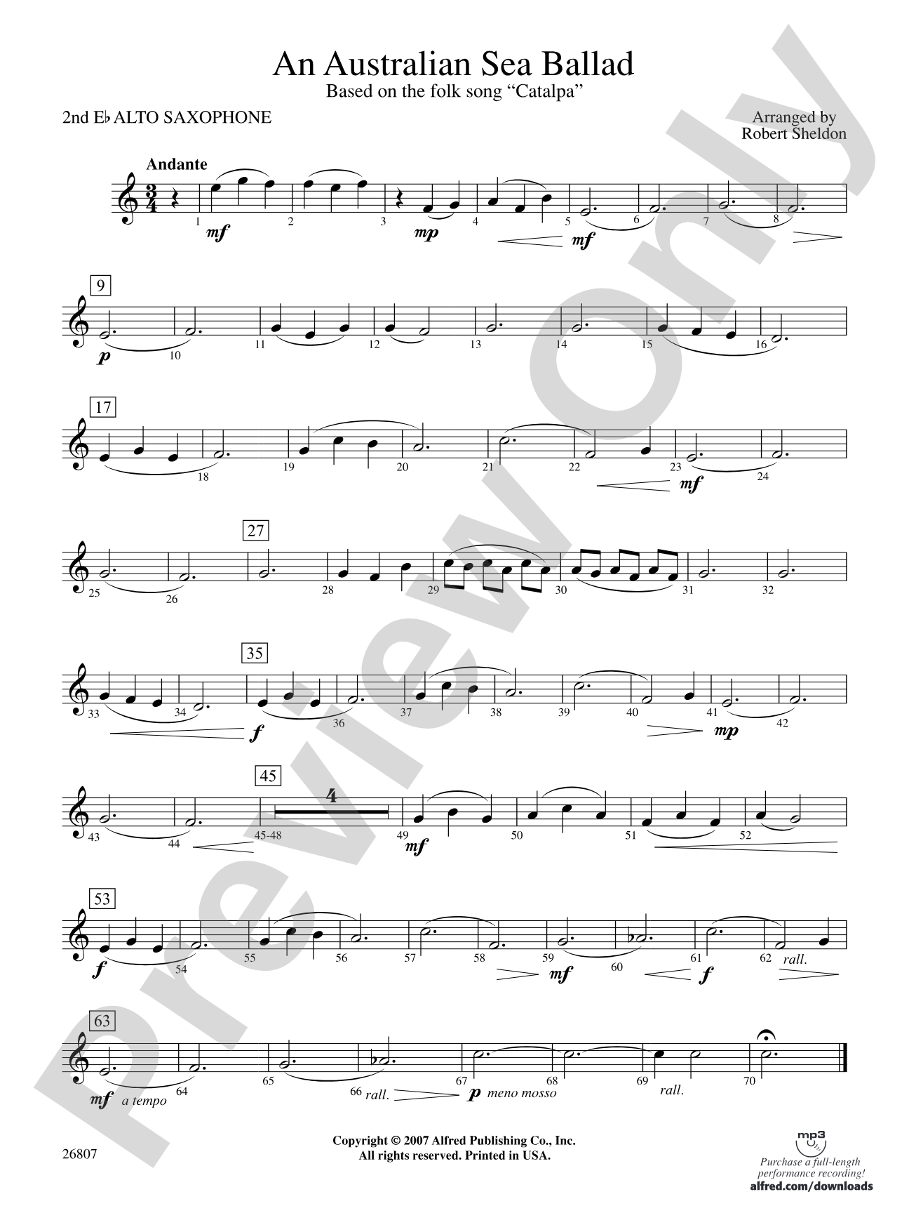 An Australian Sea Ballad: 2nd E-flat Alto Saxophone